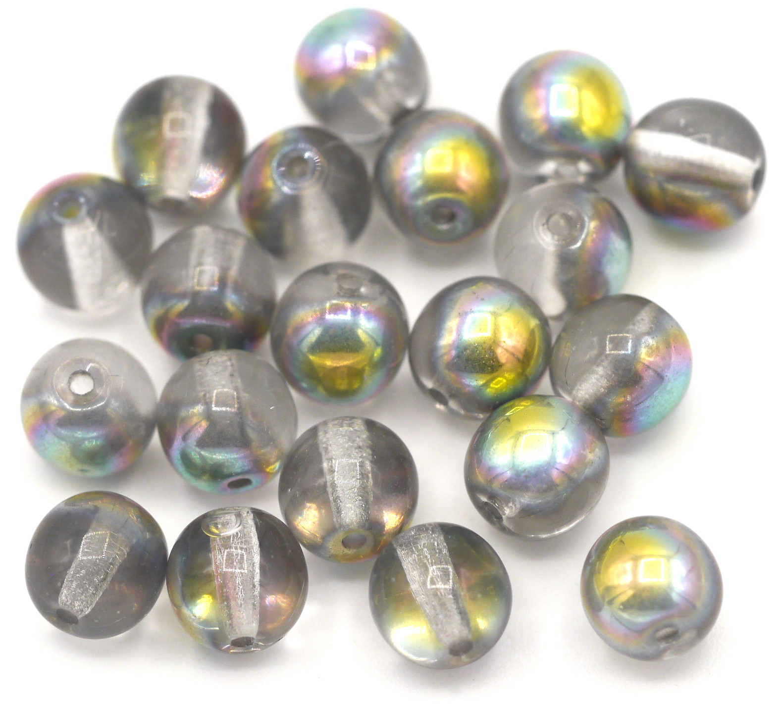 20pc 6mm Czech Pressed Glass Druck Round Beads, Crystal Vitrail Bead