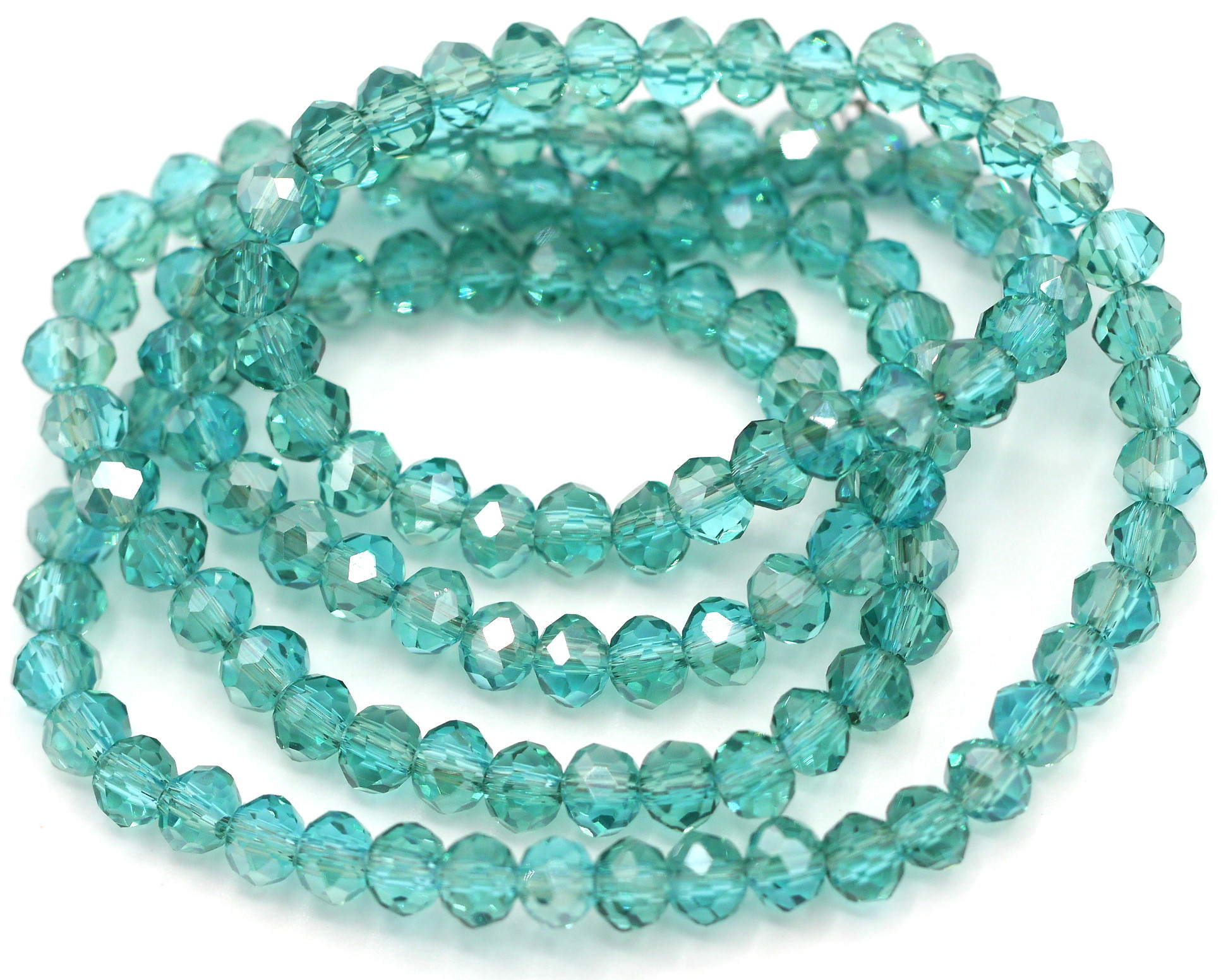 Approx. 16" Strand 4x3mm Crystal Rondelle Beads, Blue Zircon Luster Bead Box Bargains