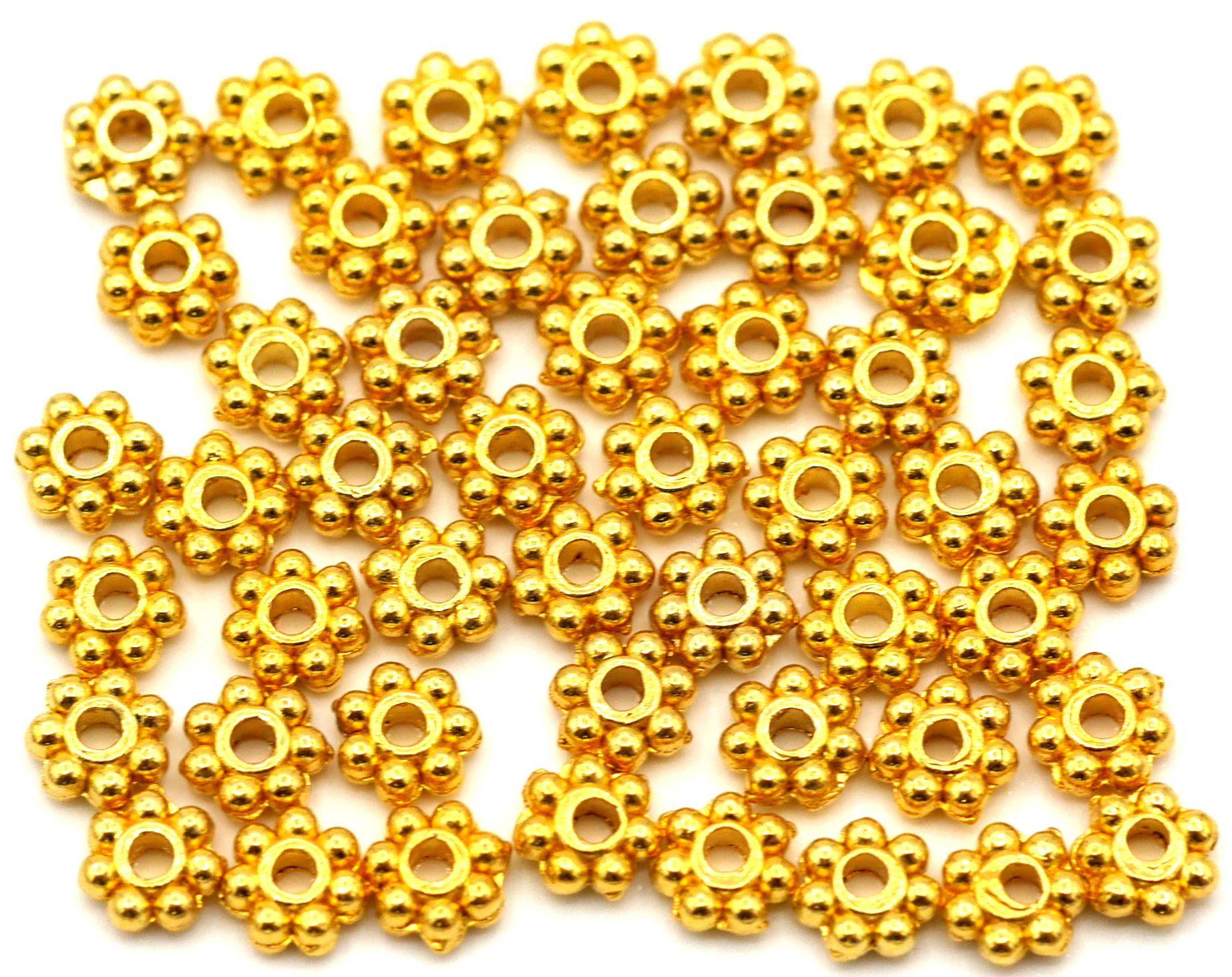 50pc 5.5mm GoldFinished Pewter Daisy Spacers Bead Box Bargains