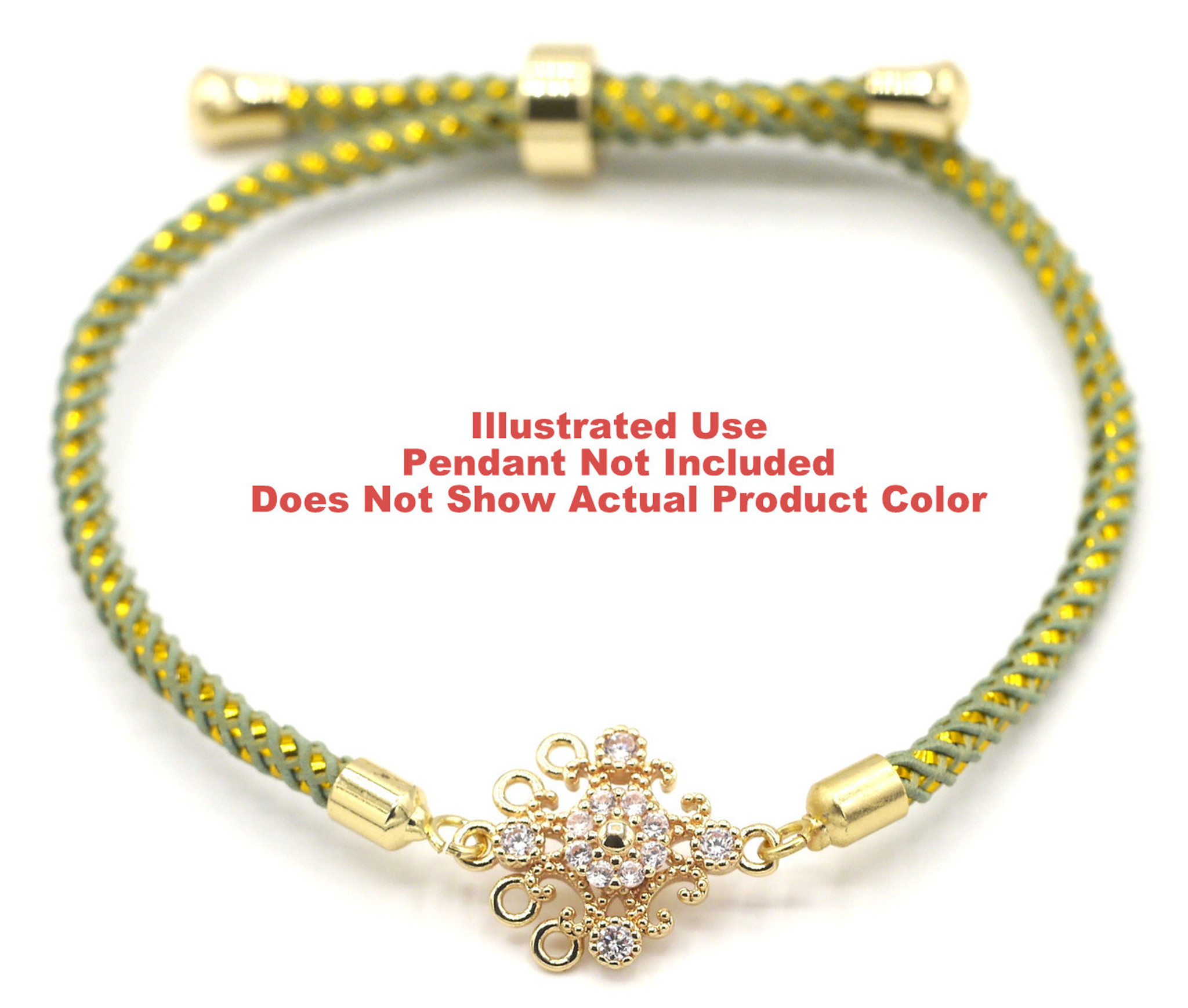 Approx. 8.5 Nylon Bracelet Cord w/Brass Loops & Adjustable Slide, Goldenrod