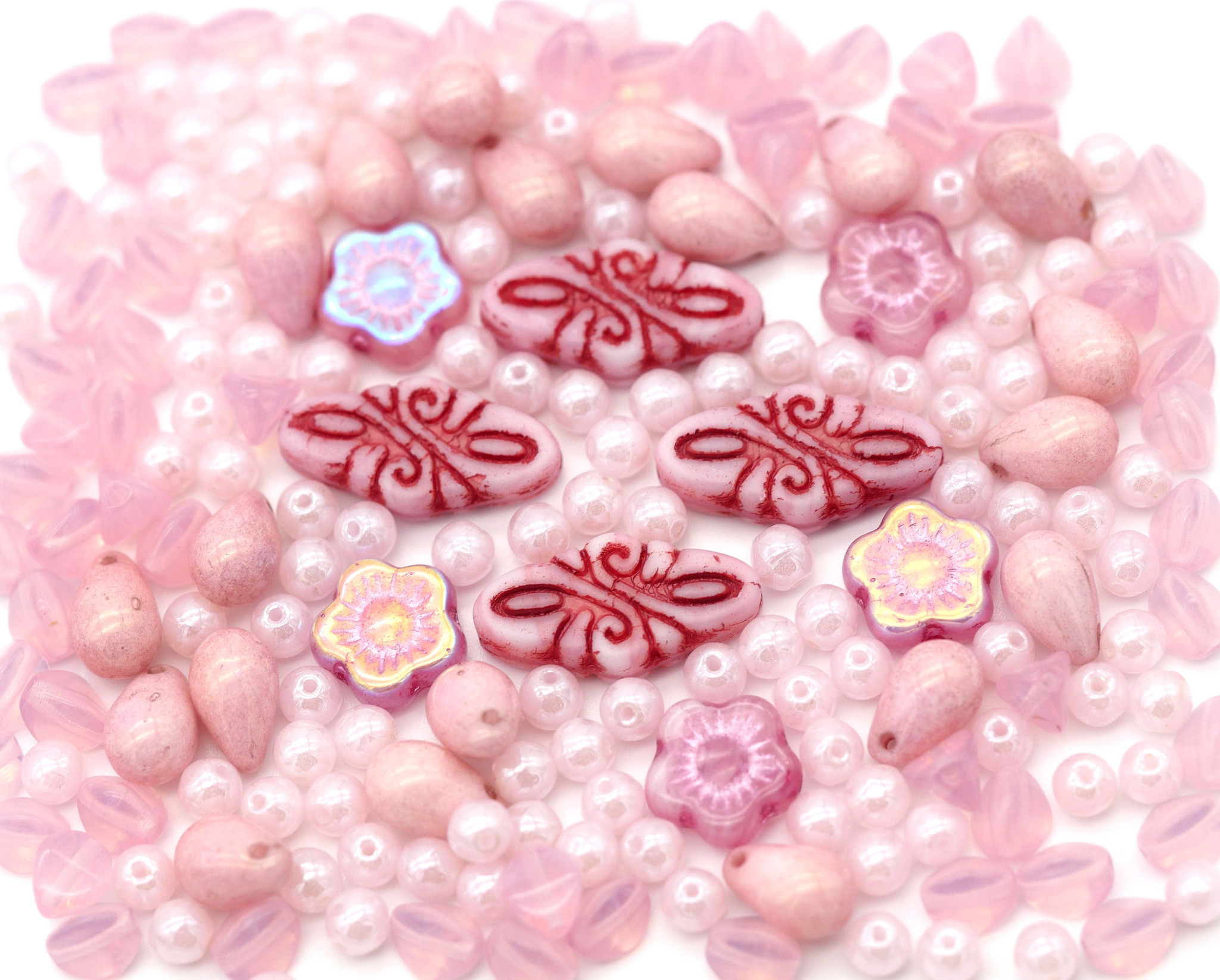 GRAB BAG SALE Pink Czech Glass Beads 4mm19mm Bead Box Bargains