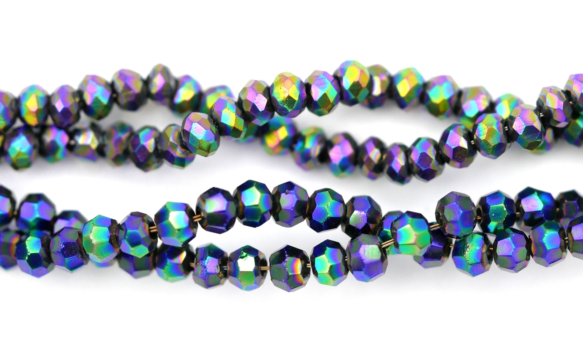 Approx. 11" Strand 2.5x1.5mm Crystal Rondelle Beads, Metallic Peacock