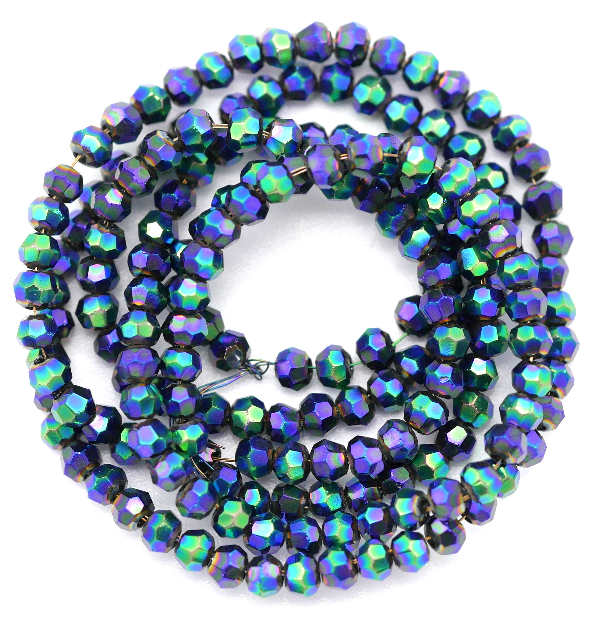 Approx. 11" Strand 2.5x1.5mm Crystal Rondelle Beads, Metallic Peacock