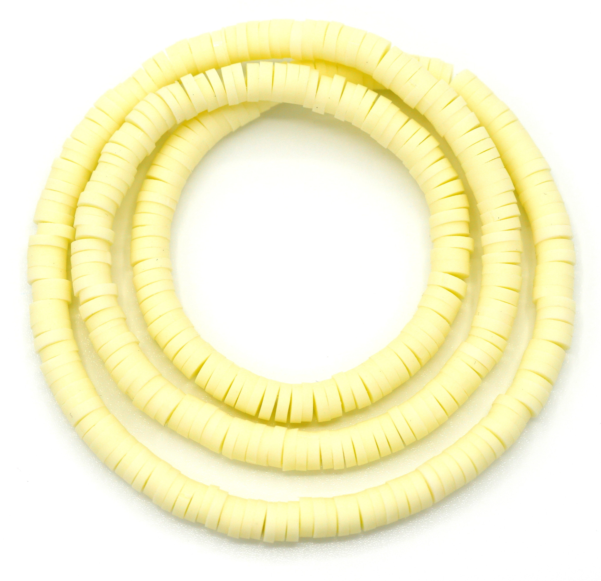Approx. 15 Strand 4x1mm Polymer Clay Heishe Beads, Pale Yellow