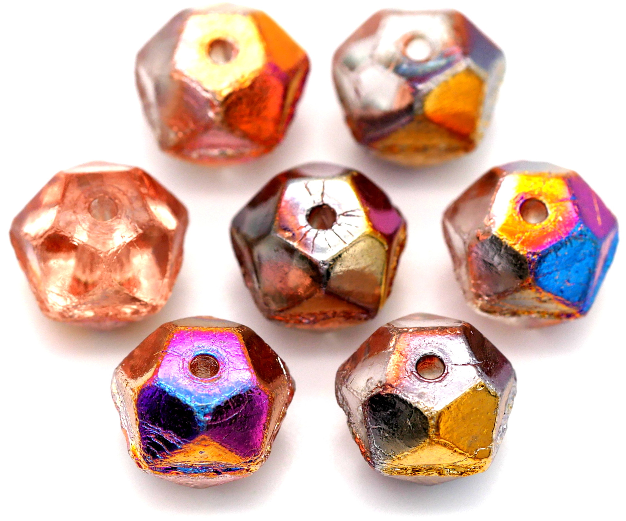 7pc 11mm Czech Pressed Glass EnglishCut Faceted Beads, Crystal