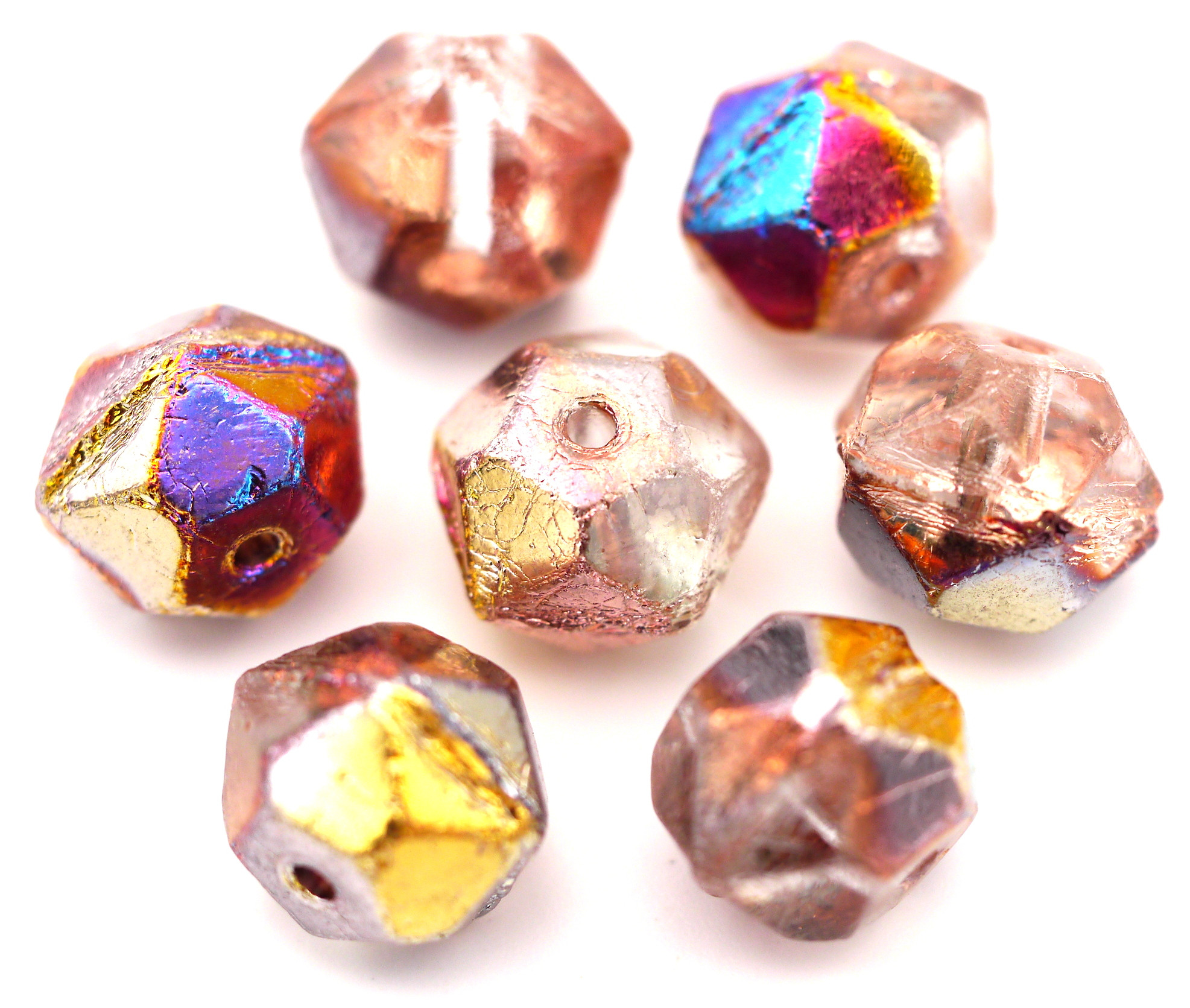 7pc 11mm Czech Pressed Glass EnglishCut Faceted Beads, Crystal