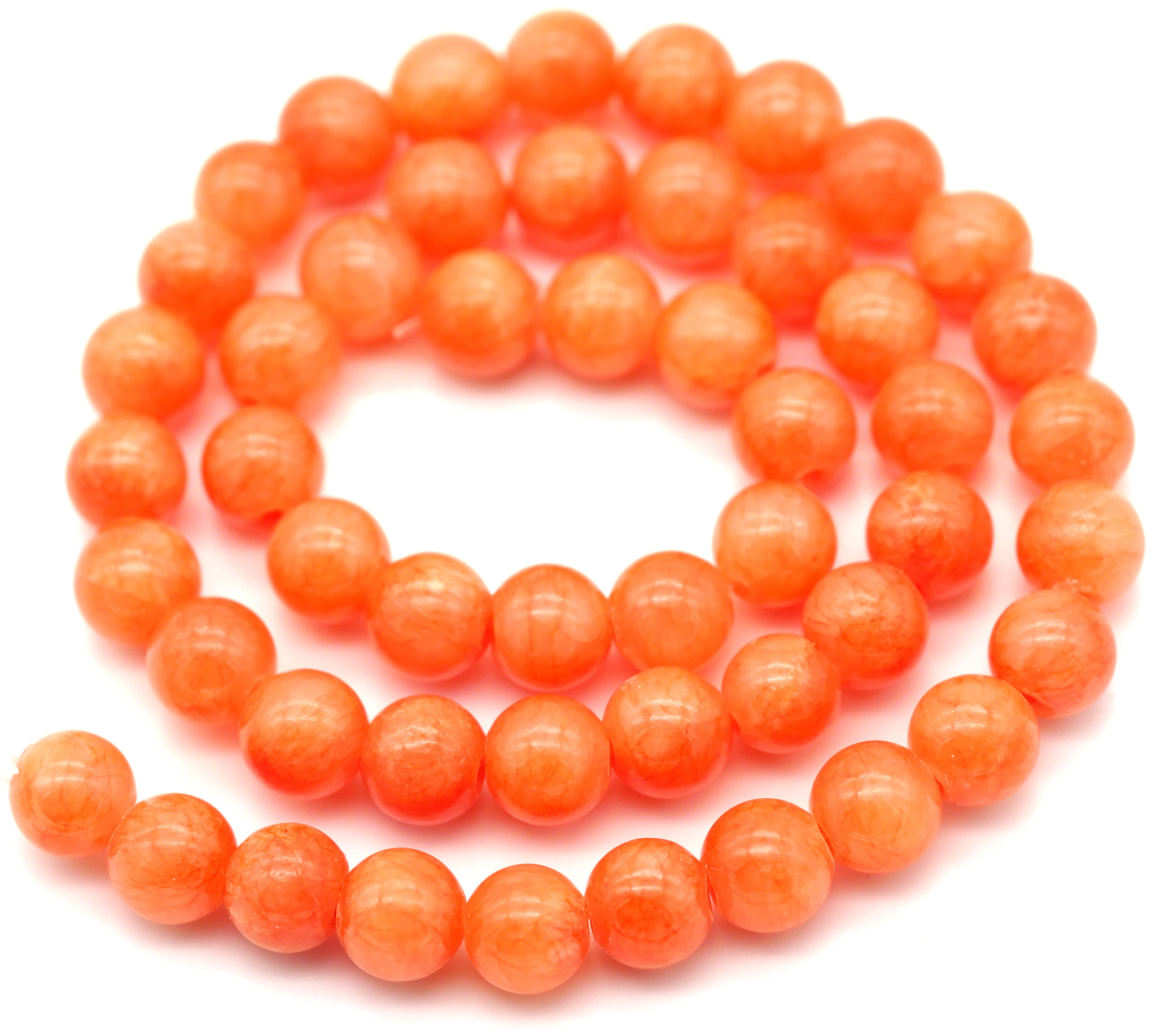 Approx. 15" Strand 8mm Malaysia "Jade" (Dyed Quartz) Round Beads, Coral
