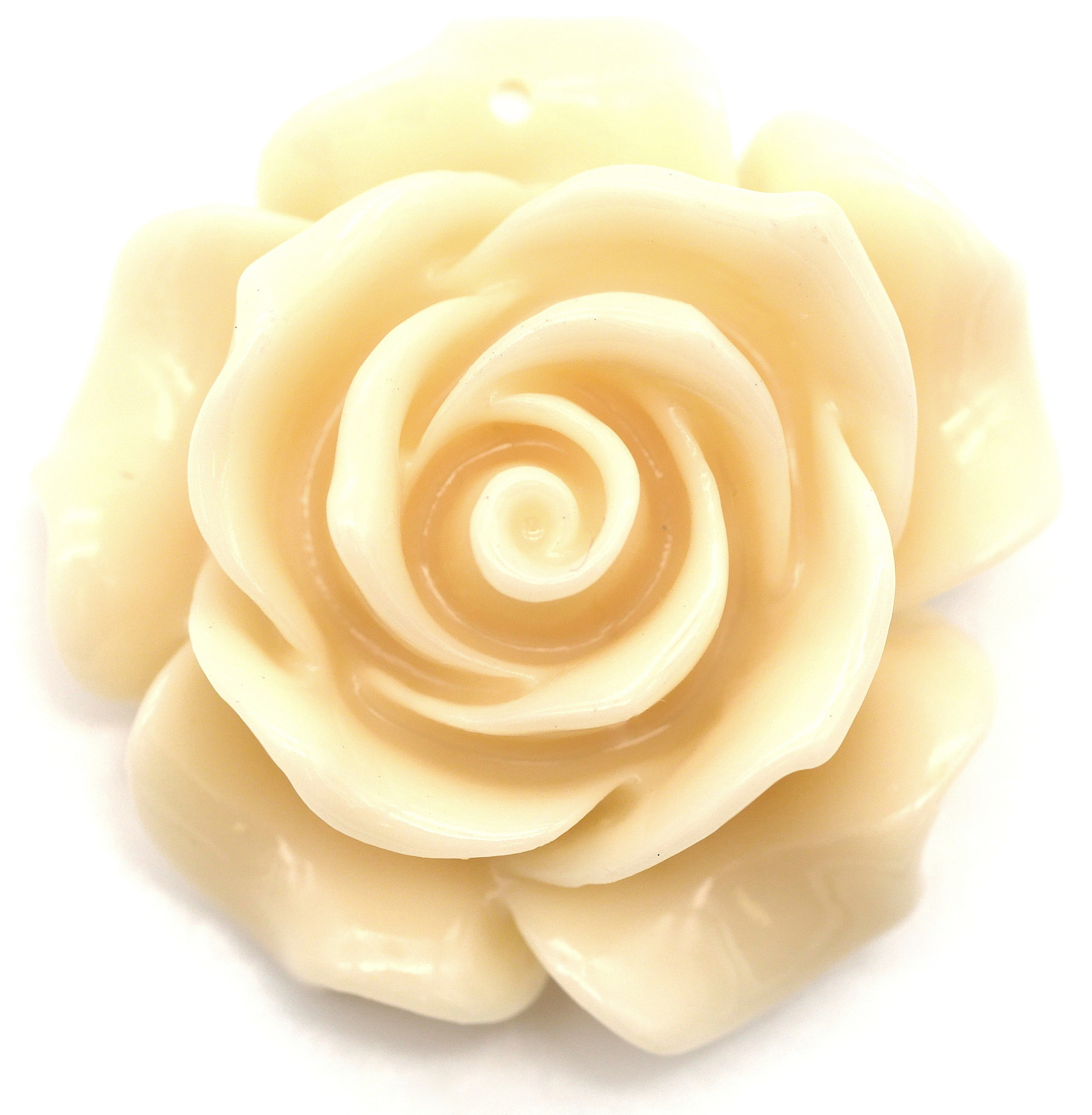 Approx. 36mm Synthetic Coral Rose Pendant, Ivory Bead Box Bargains