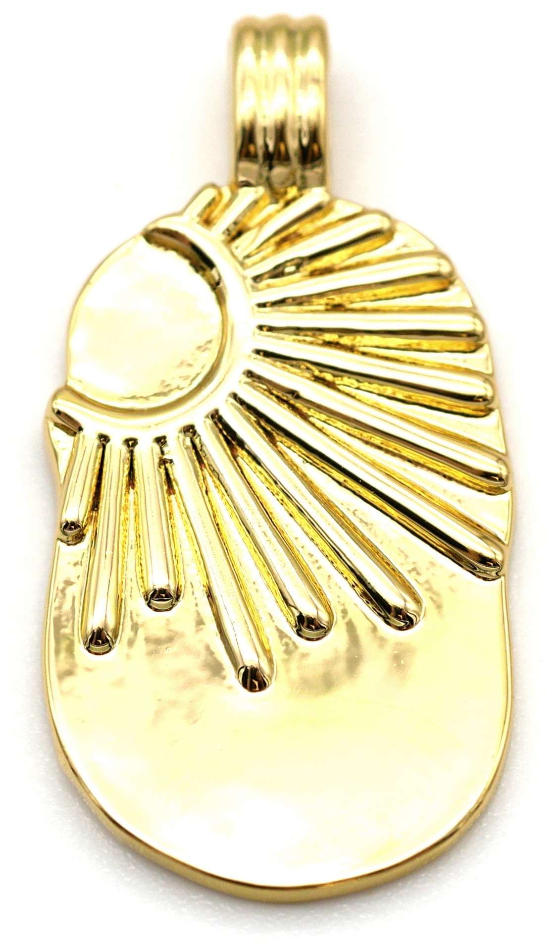 24x12.5mm 20k GoldPlated Brass Oval w/Sun Pendant Bead Box Bargains