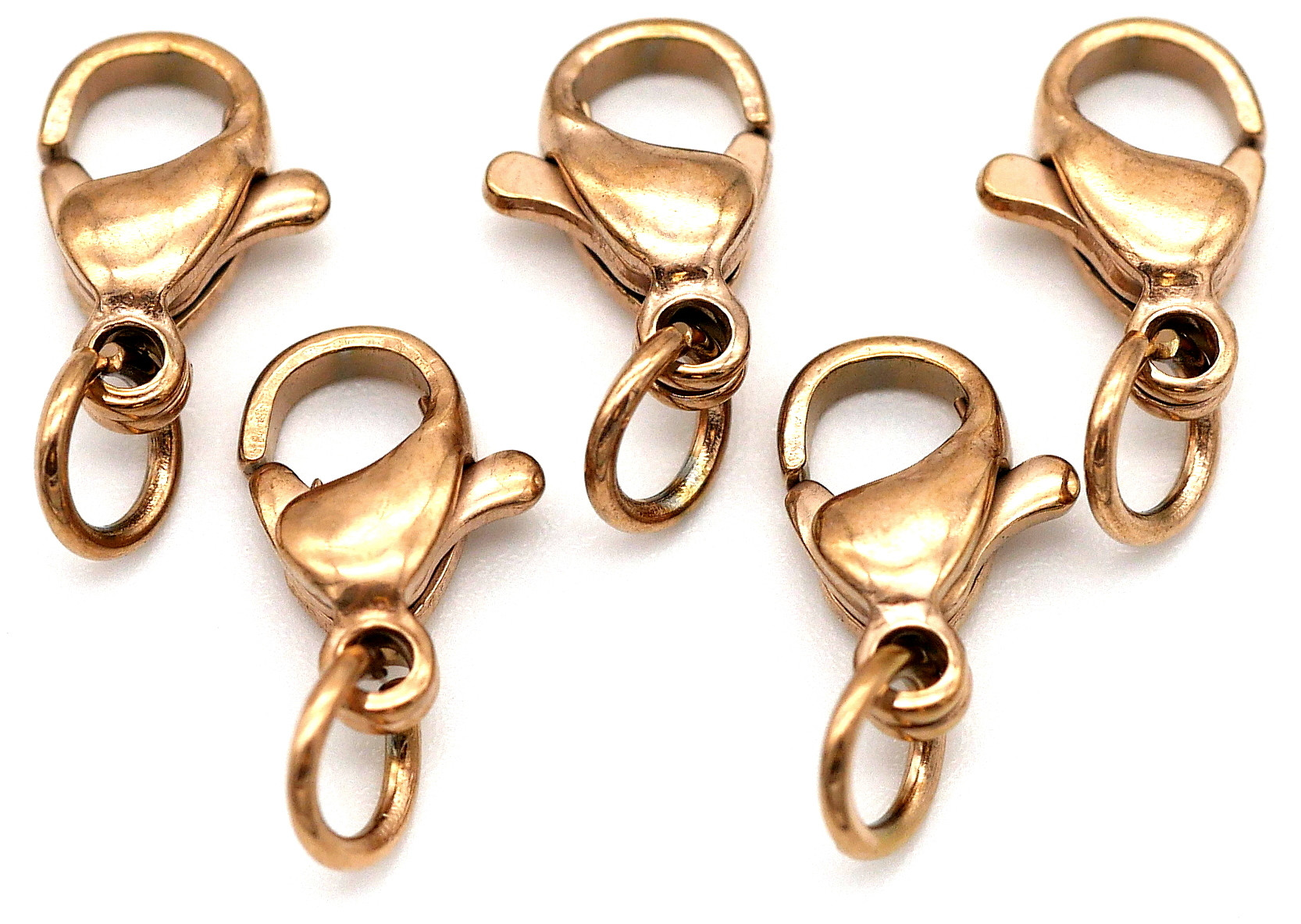 5pc 10x6mm Stainless Steel Lobster Claw Clasps, Rose Gold Bead Box