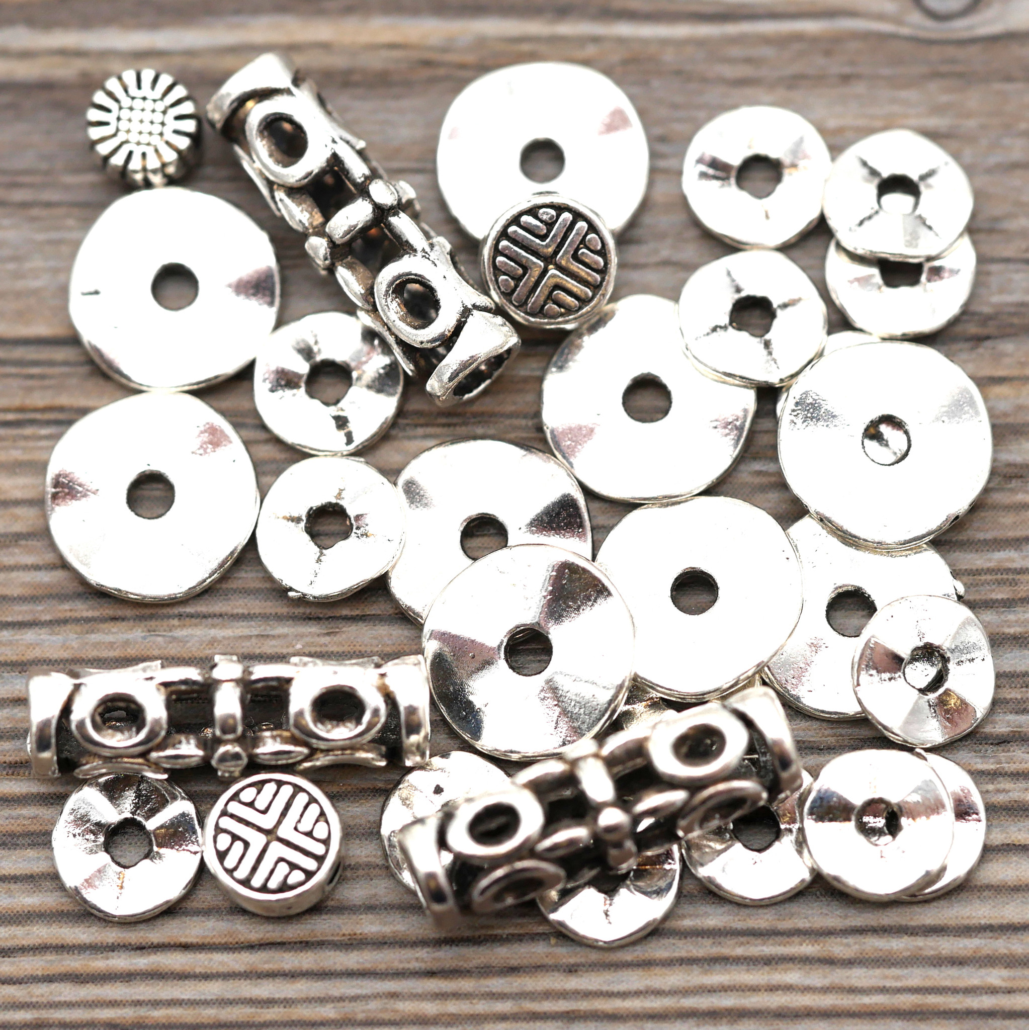 Silver Flat Metal Spacer Beads, Rondelle Spacer Beads