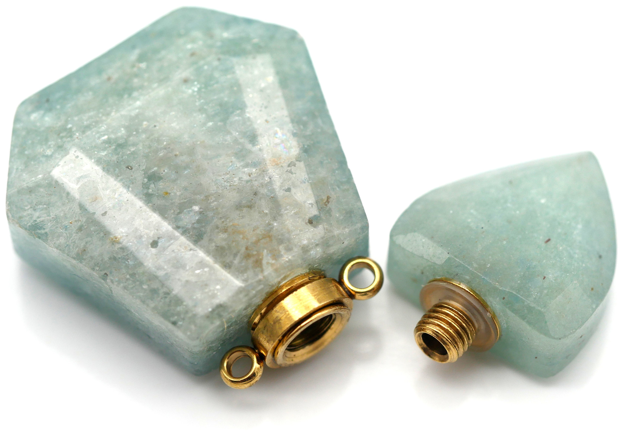 1pc Approx. 39x23mm Faceted Green Quartz Gemstone Bottle Pendant w/2 ...