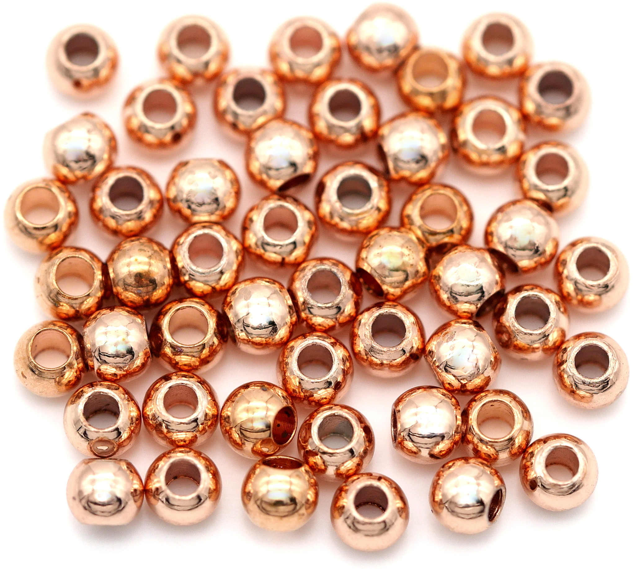 50pc 3x2.5mm Brass Seamless Round Spacer Beads, Rose Gold