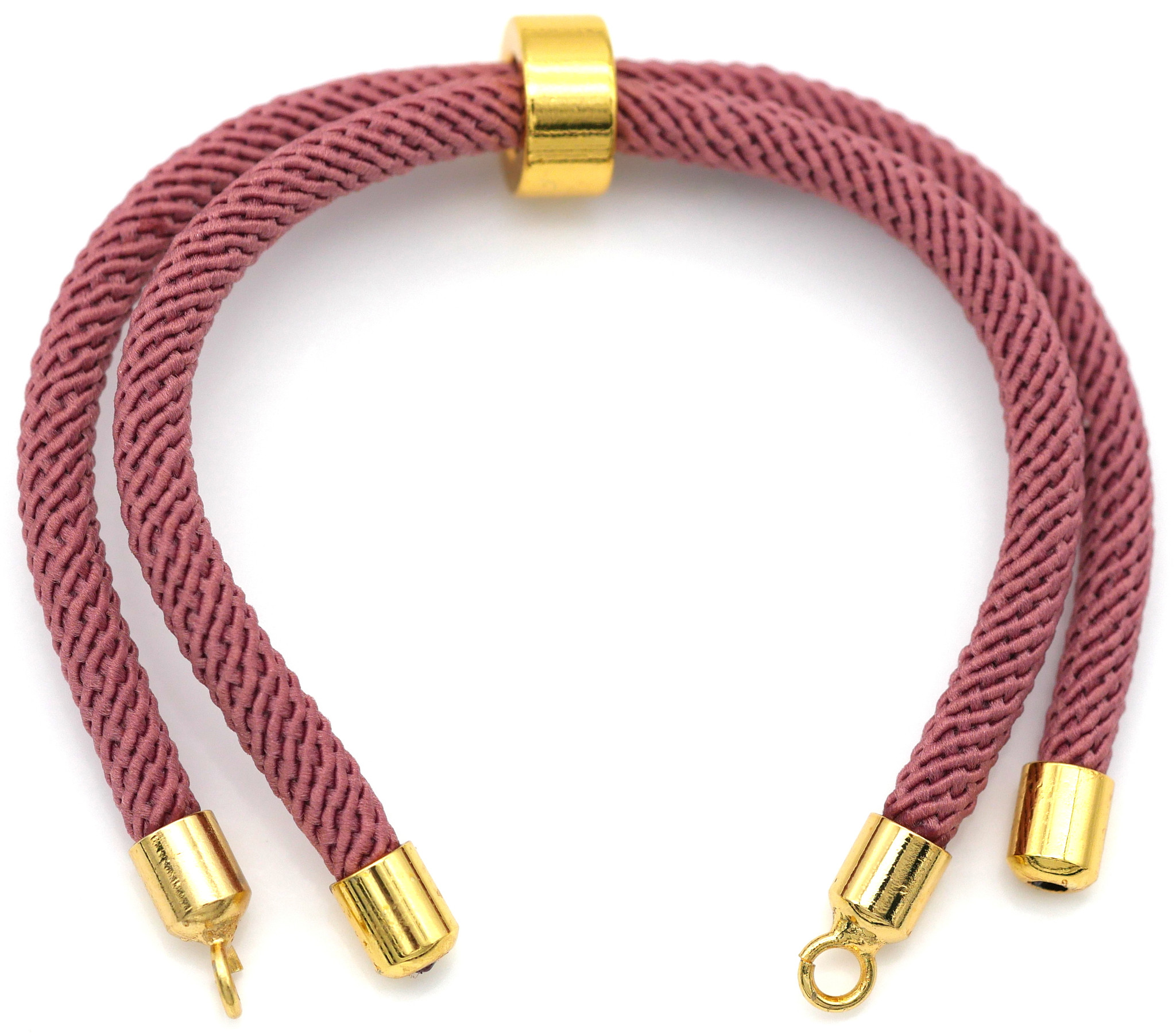 Approx. 8.5 Nylon Bracelet Cord w/Brass Loops & Adjustable Slide, Dusty  Rose