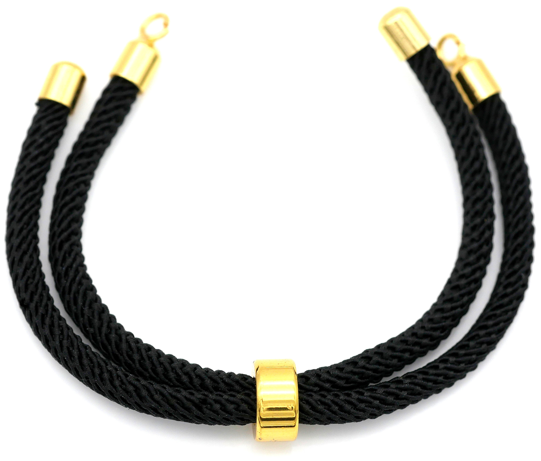 Approx. 8.5 Nylon Bracelet Cord w/Brass Loops & Adjustable Slide, Goldenrod