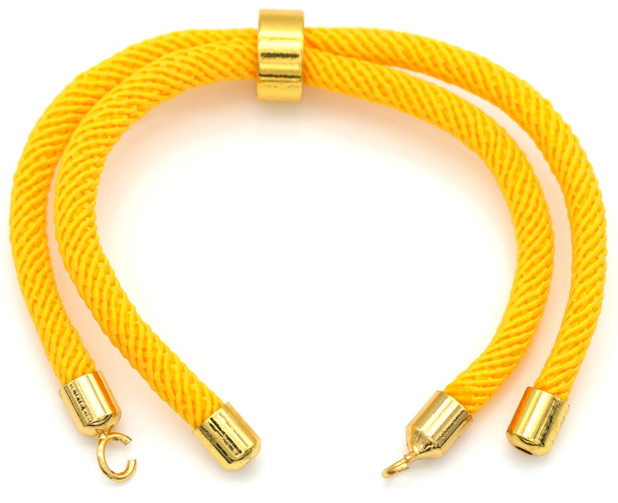 Approx. 8.5 Nylon Bracelet Cord w/Brass Loops & Adjustable Slide, Goldenrod