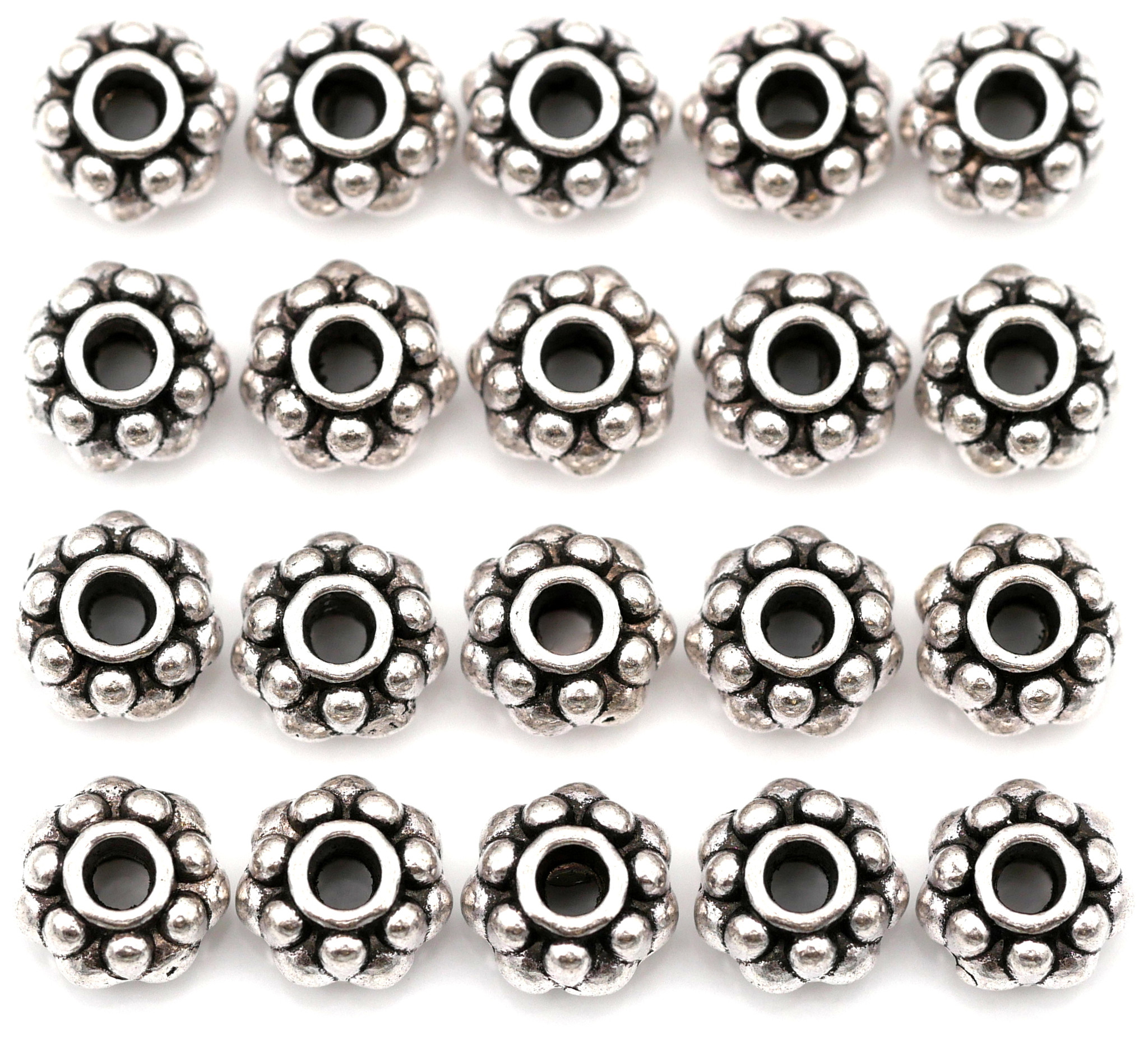 Silver Creased Rondelle Large Hole Spacer Beads 10x6.5mm