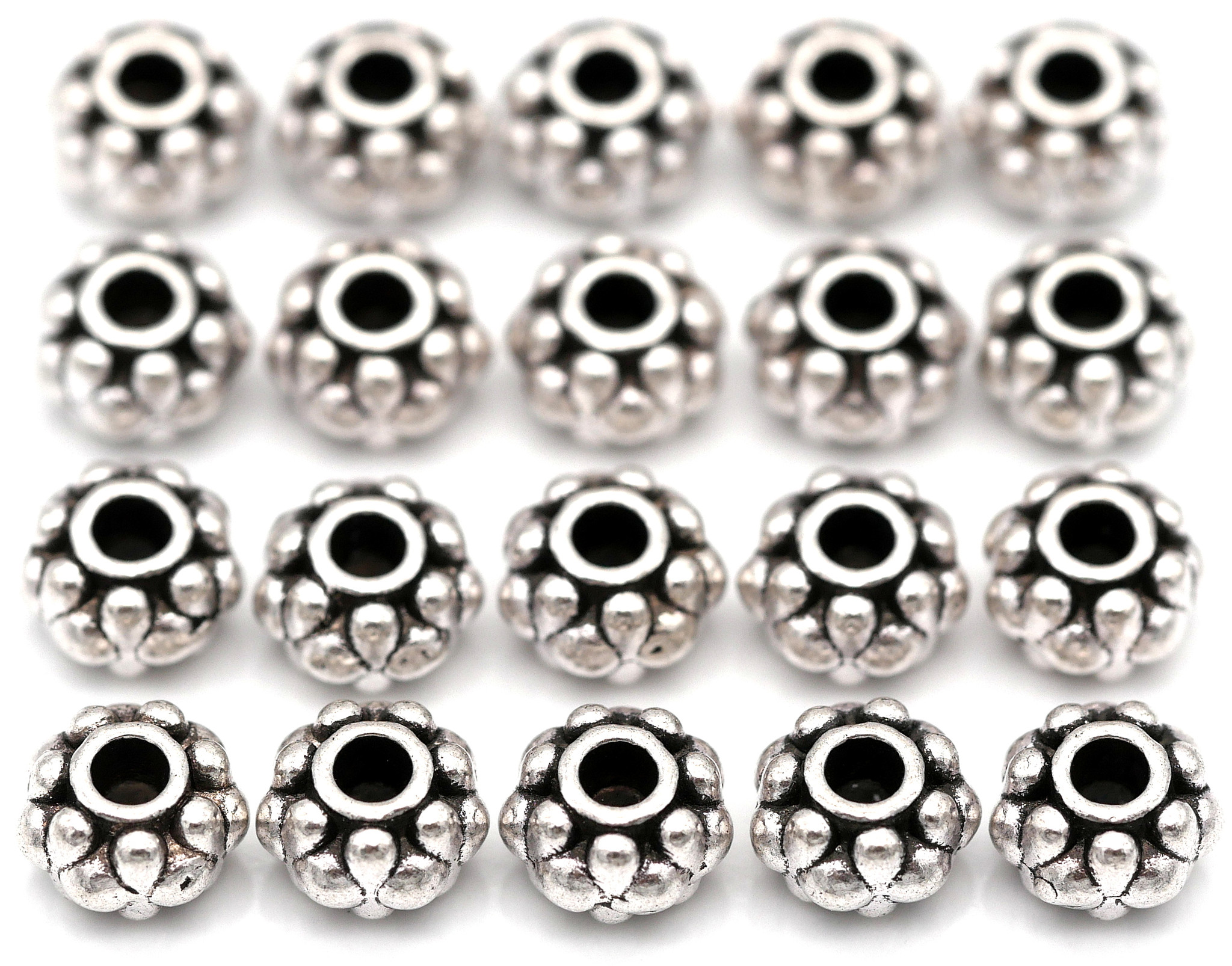 Metal Spacers Large Hole Beads Silver Beads Silver Spacers Antique Silver  Metal Beads Drum Beads 20pcs 934 