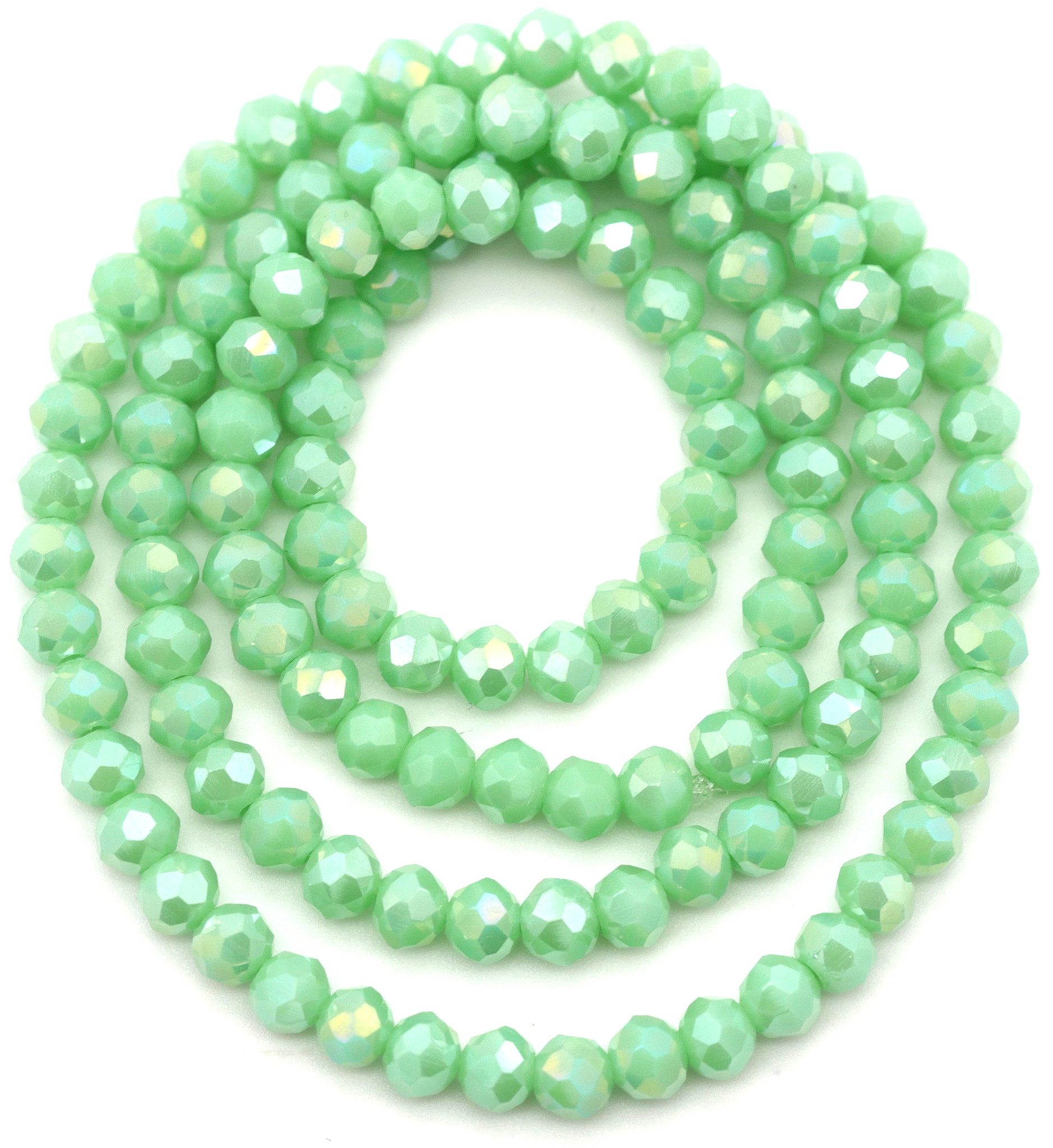 Approx. 16 Strand 4x3mm Crystal Faceted Rondelle Beads, Opaque Mint Green  AB