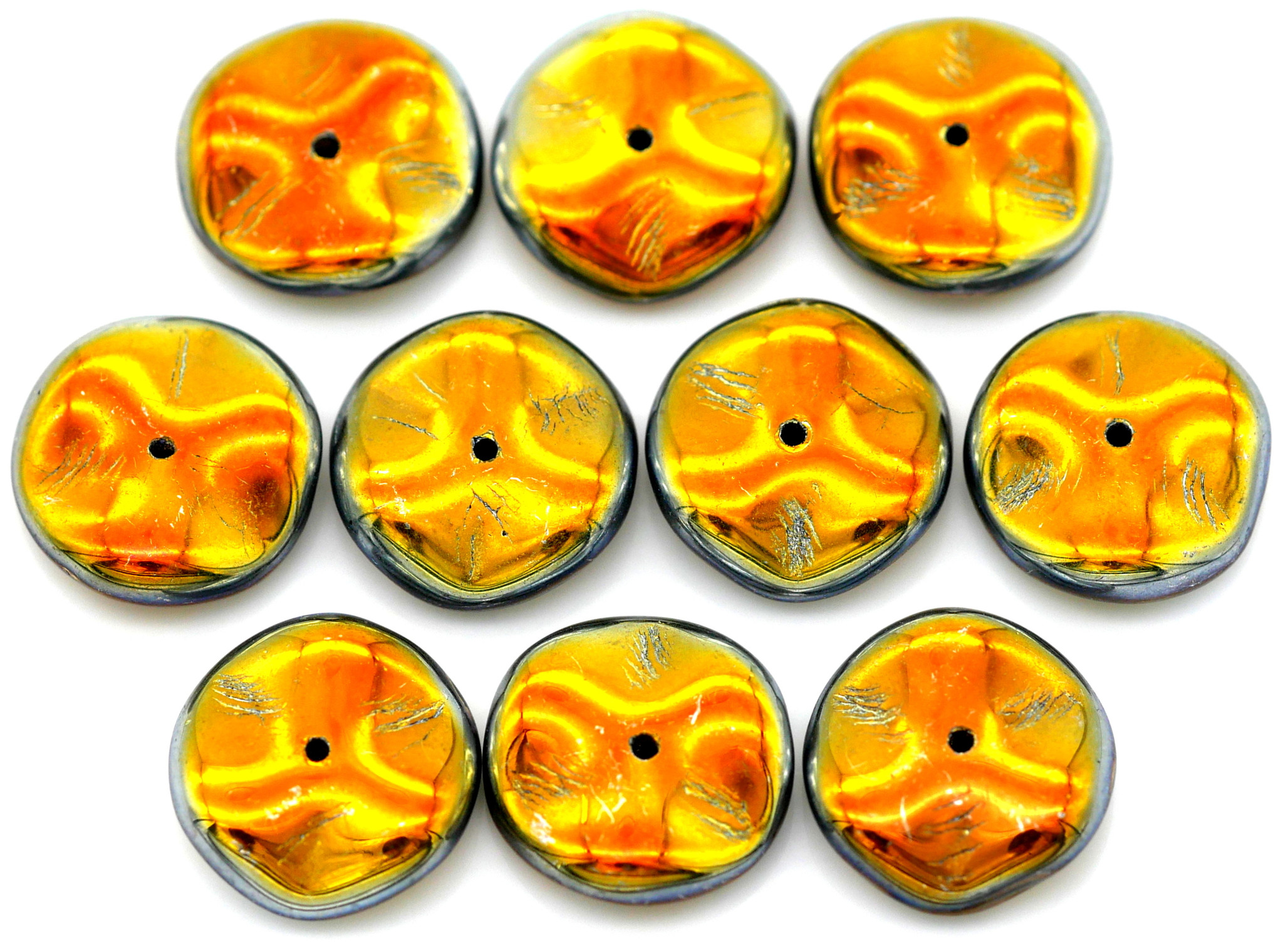 10pc 12mm Czech Pressed Glass Ripple Beads, Crystal/Full Marea - Bead ...