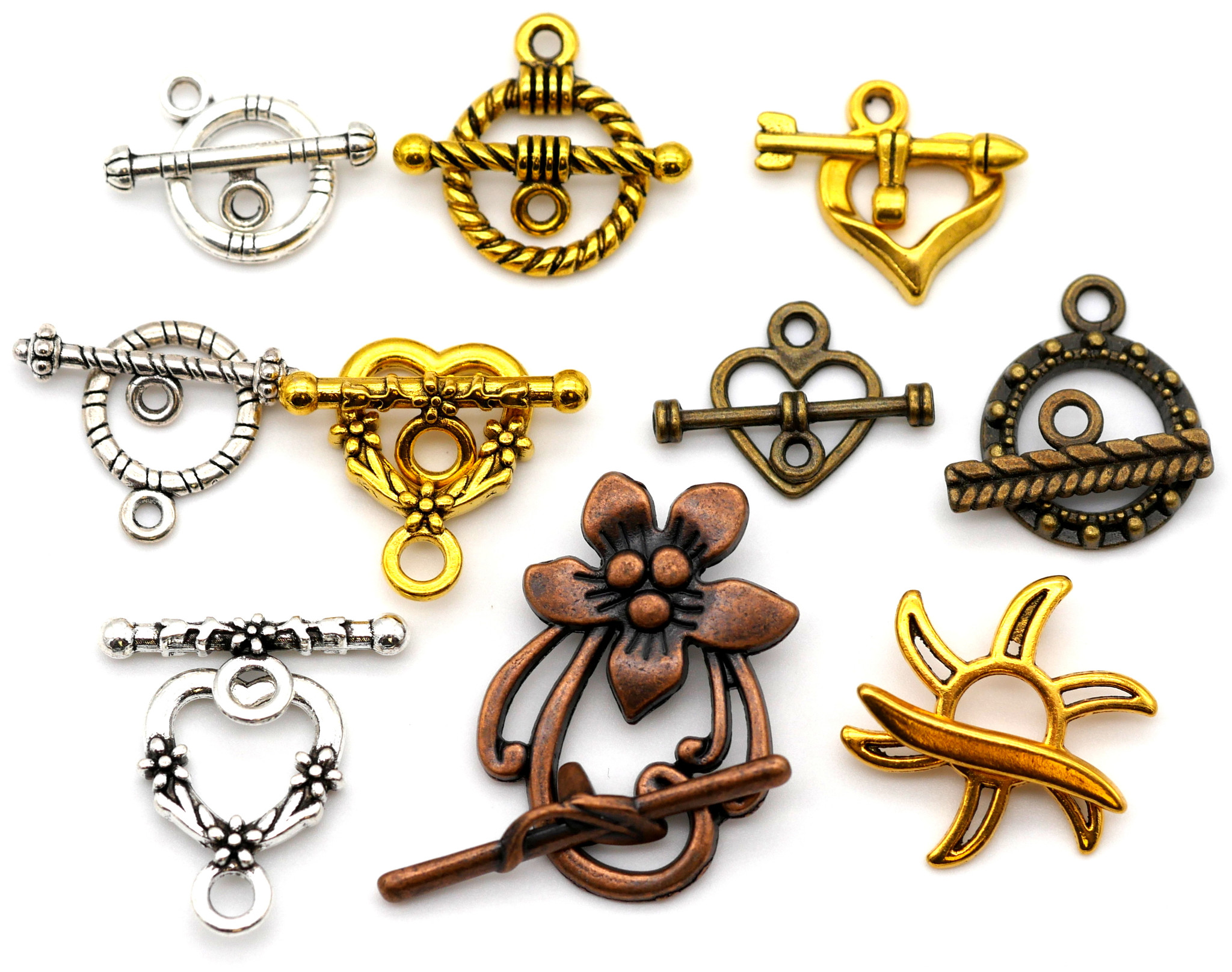 RANDOM PICK: 10pc 15-25mm Assorted Metal Toggle Clasps Bead Box