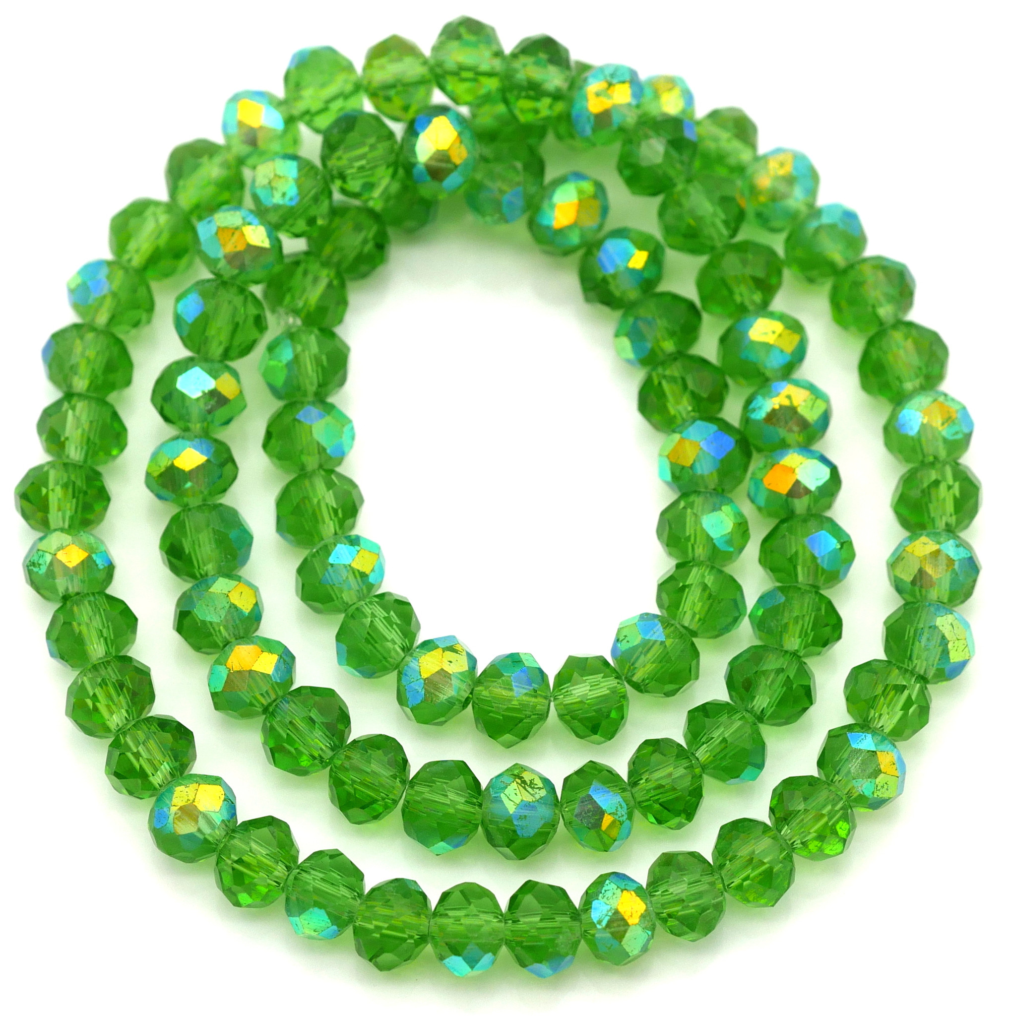 Approx. 16 Strand 6x4mm Crystal Faceted Rondelle Beads, Medium Peridot AB  - Bead Box Bargains