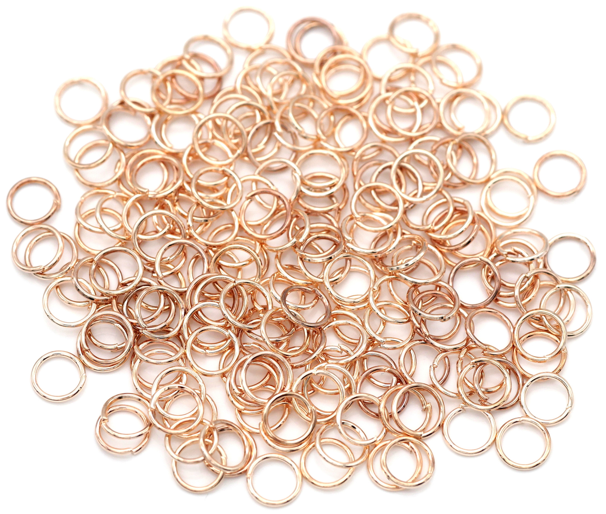 10-Gram Bag of 6mm 21-Gauge Steel Jump Rings, Rose Gold - Bead Box Bargains
