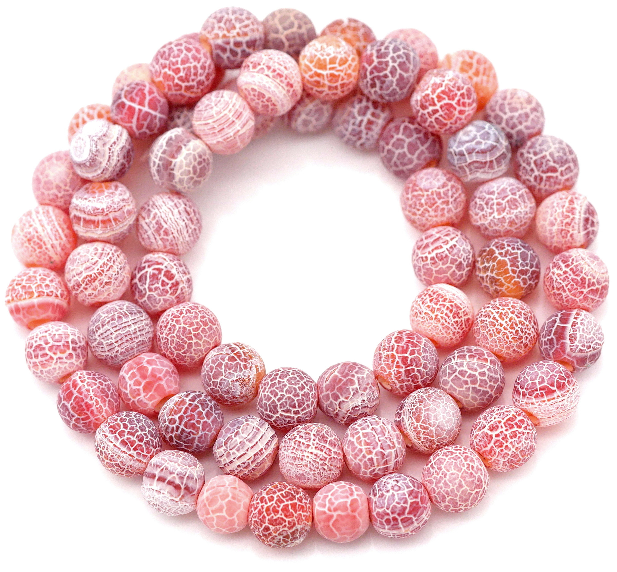 Approx. 13 Strand 6mm Matte Crackle Agate Beads (Dyed/Heated), Frosty Cyan