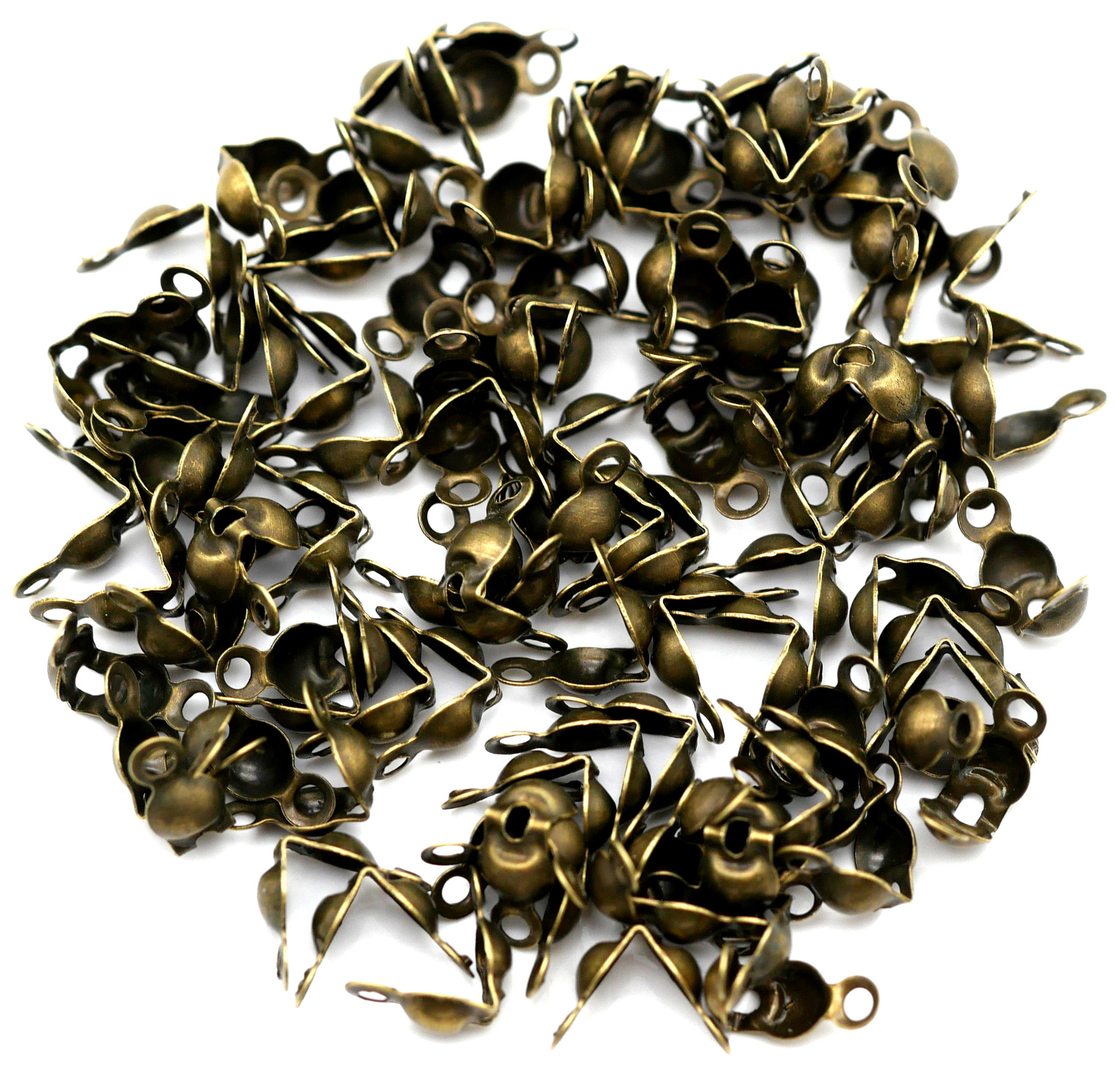 BULK VALUE-- 100pc 7.5x4mm Steel Clamshell Crimp/Knot Cover Bead Tips ...