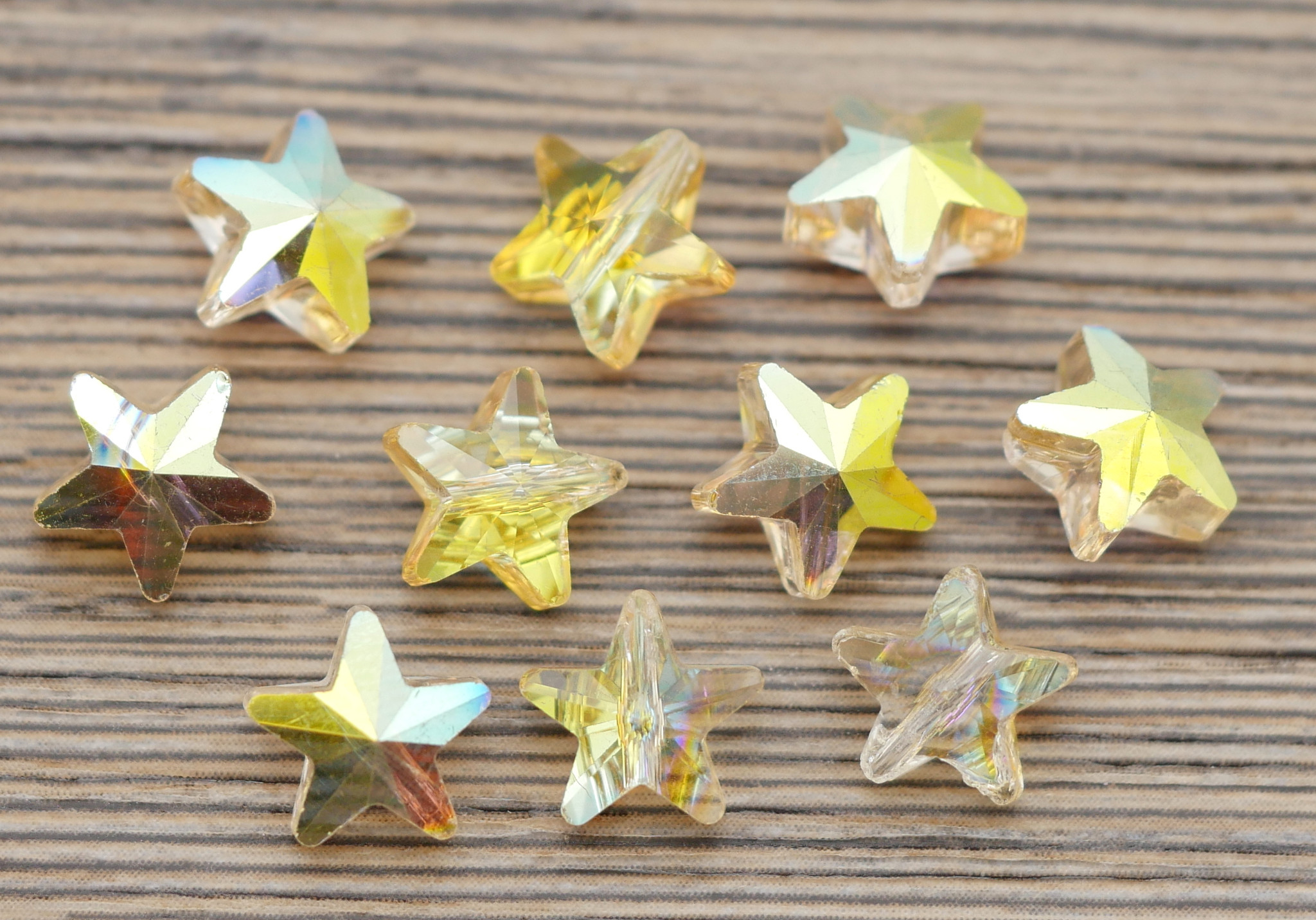 10pc 10mm Faceted Crystal Star Beads, Crystal Sunshine