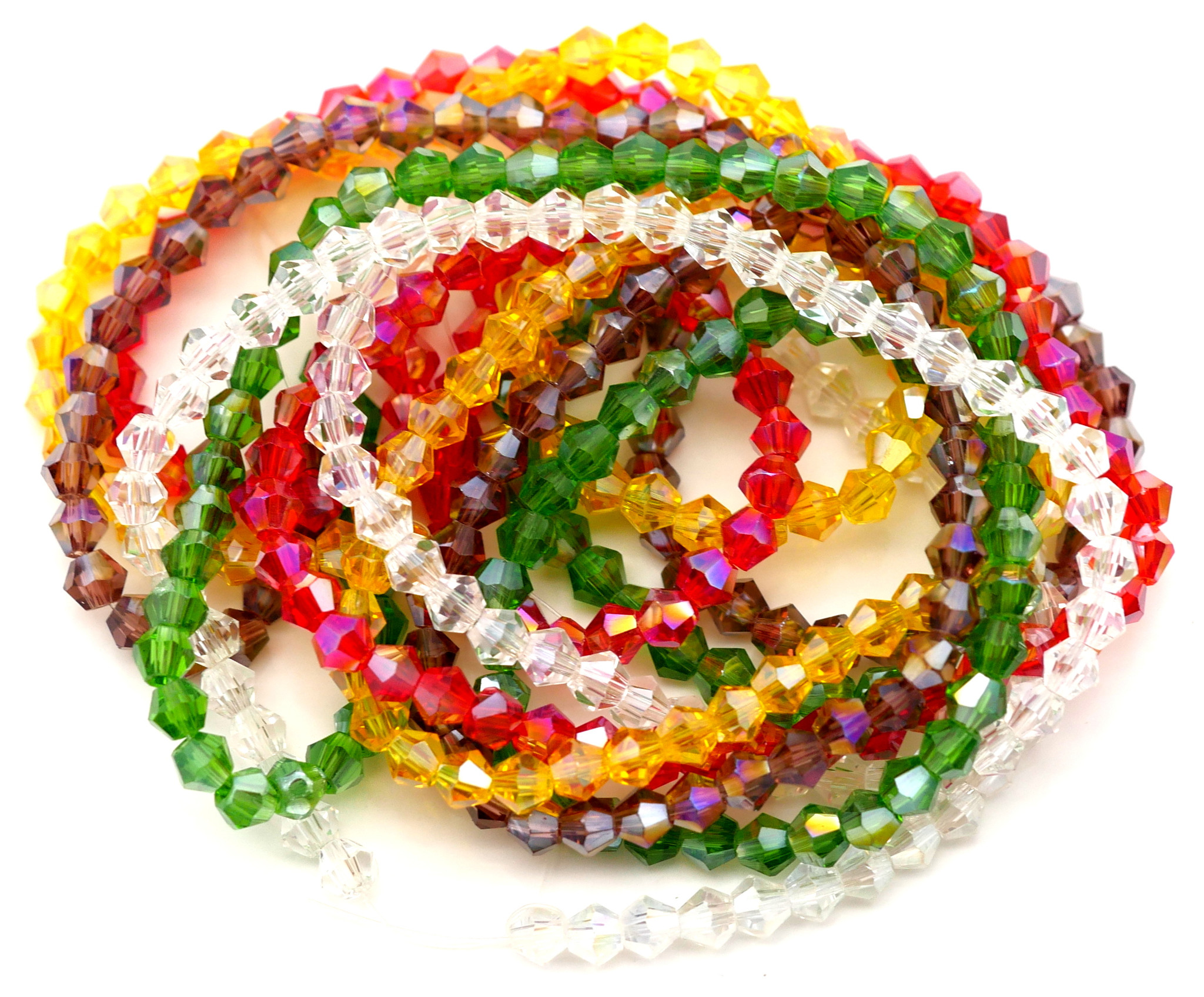 5-Strand Mix of 4mm Crystal Faceted Bicone Beads (AB Mix) - Bead Box ...