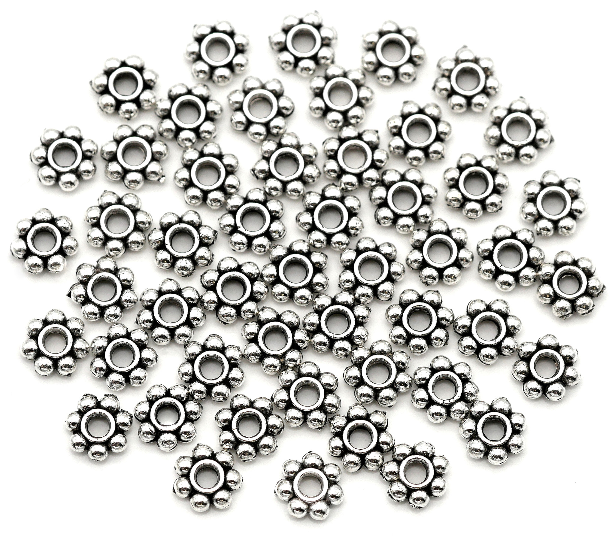 20 x tibetaans zilveren spacer kraal 8 x 6mm gat: 4mm rood koper kleur