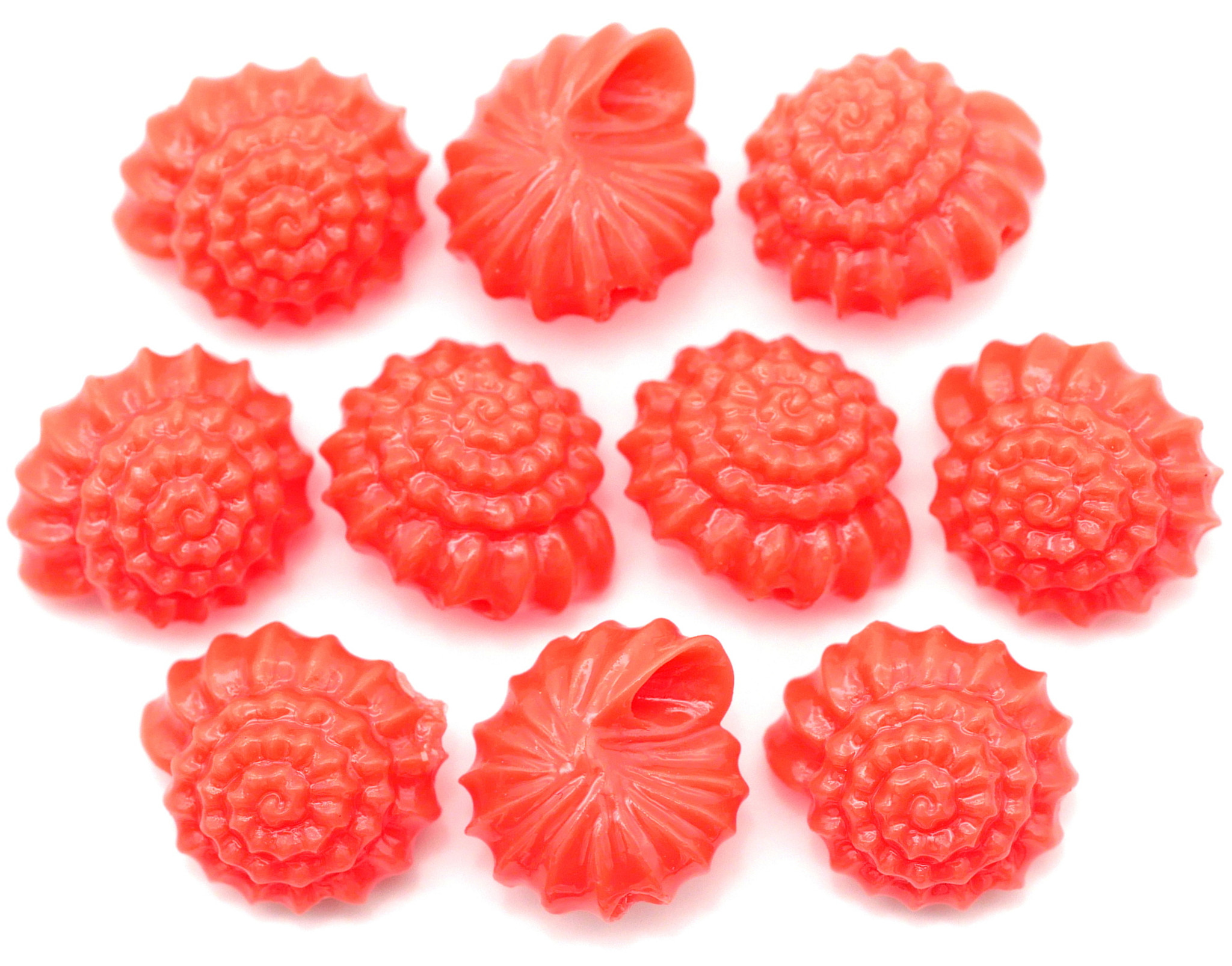 10pc 12x11mm Synthetic Coral (Man-Made) Shell Beads in Vivid Coral Pink ...