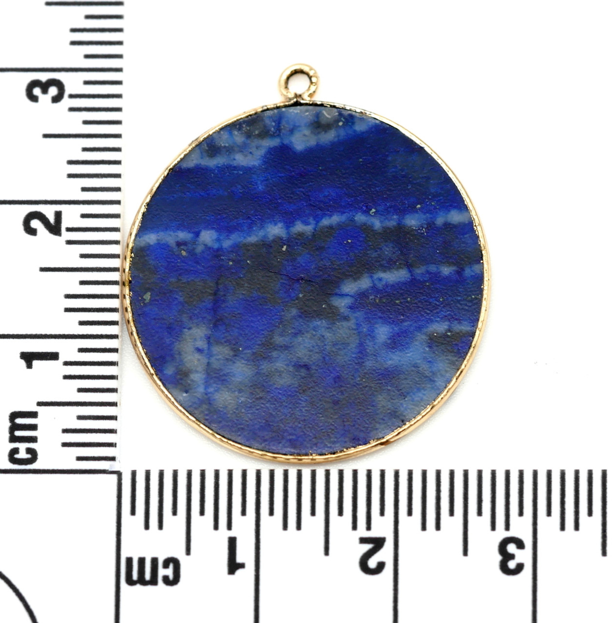 lapis lazuliのページになります 1pc Approx. 32x30mm Lapis Lazuli (Dyed) Brass-Edged Disc