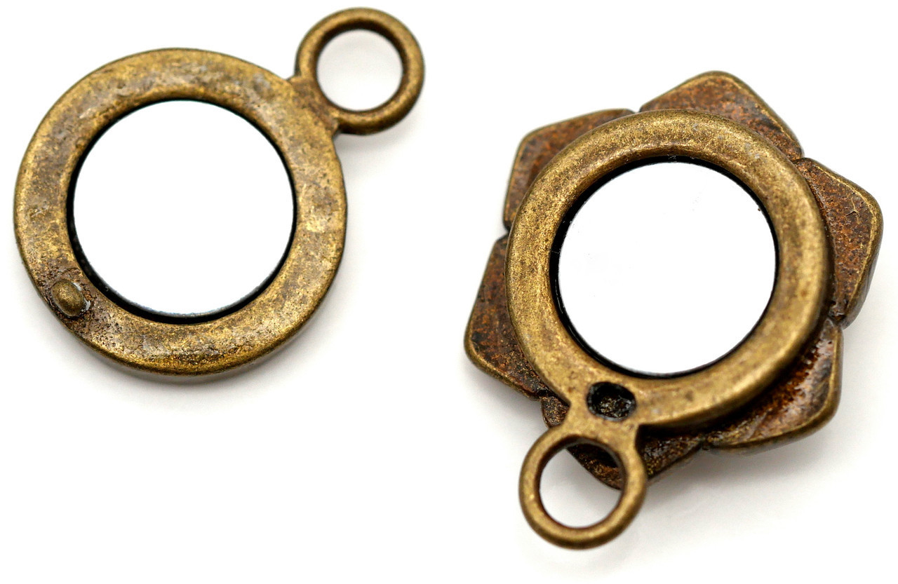 アクセサリーセットB 19x12mm Magnetic Flower Clasp, Antique Bronze - Bead Box Bargains