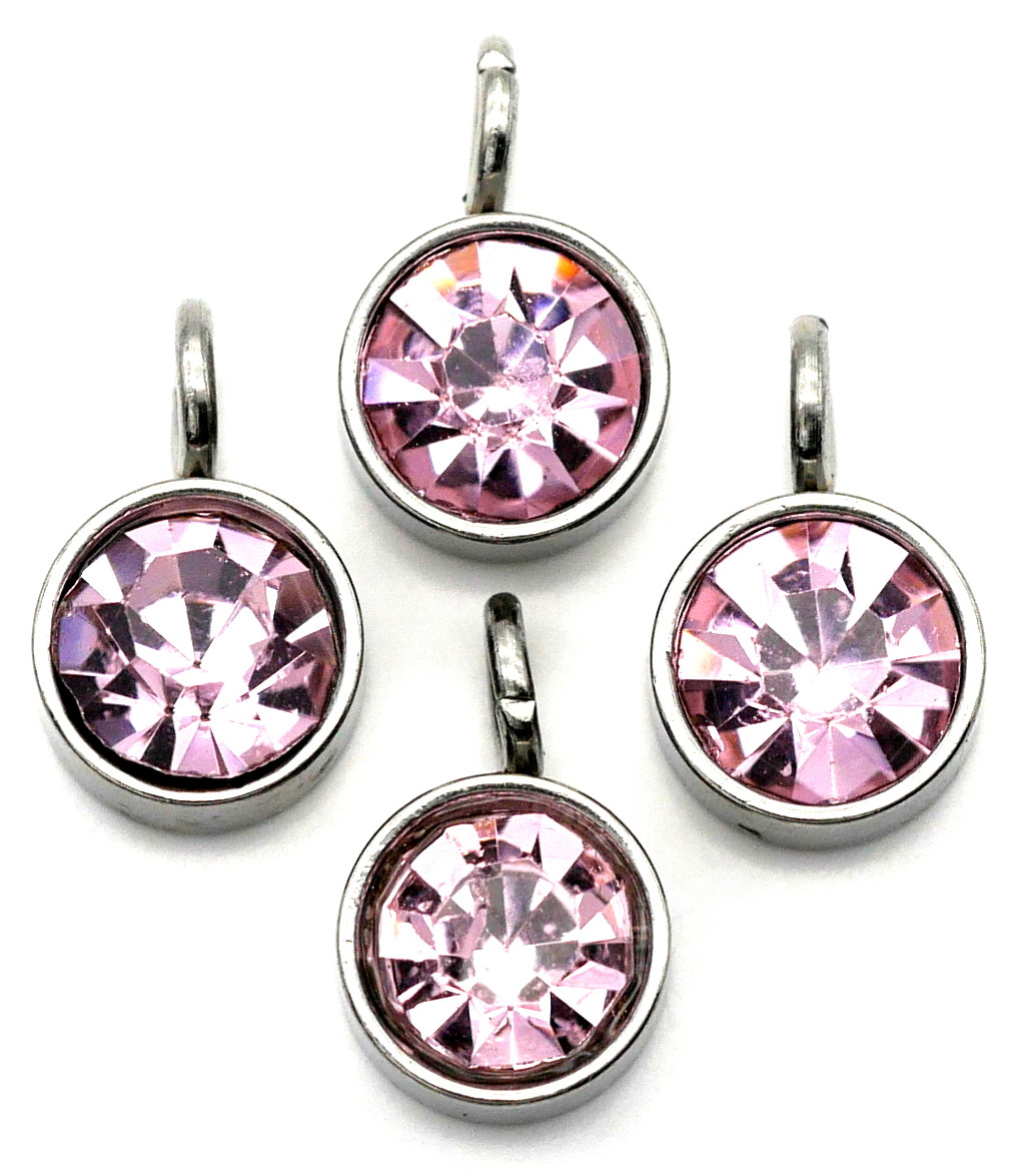 4pc 9x6mm Stainless Steel & Crystal Rhinestone Birthstone Drops ...