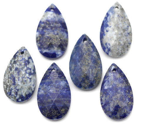 2pc 17.5x10mm Lapis Lazuli (Dyed) Faceted Teardrops - Bead Box