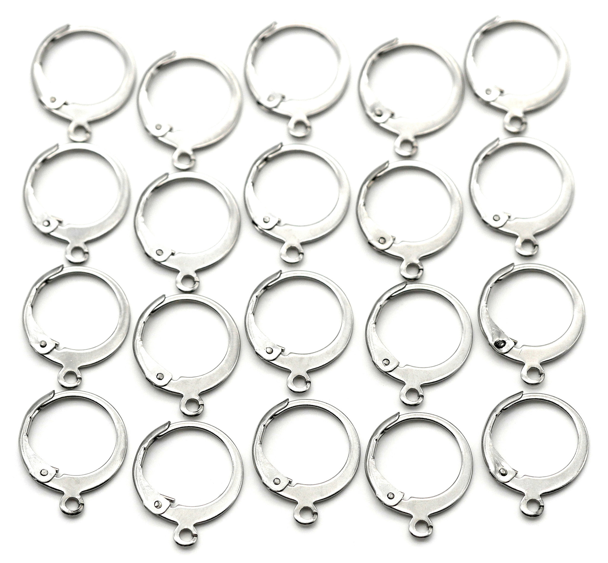 20pc (10 Pair) 15x12mm Stainless Steel Leverback Hoop Earring Findings ...