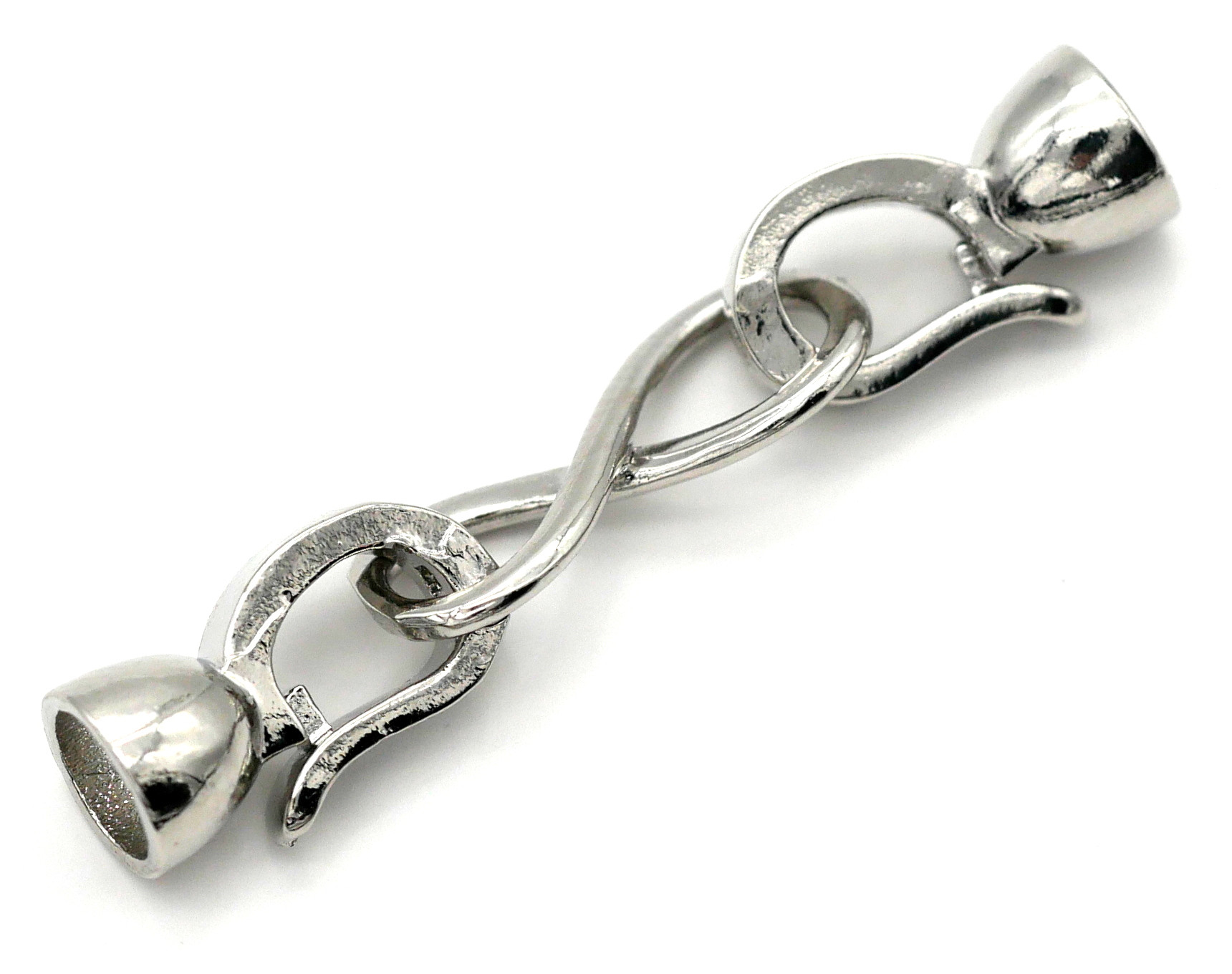 35x7mm Platinum-Plated Brass Infinity-Style Double Fold-Over Clasp ...