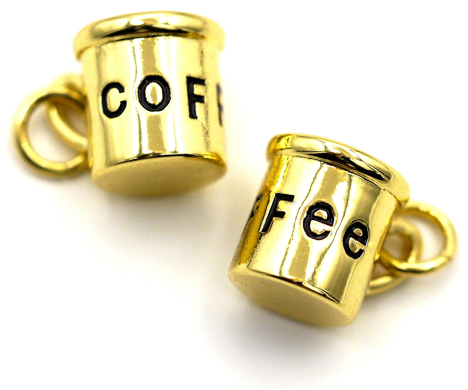 11x8.5mm 18k Gold-Plated Brass Coffee Cup Charm - Bead Box Bargains