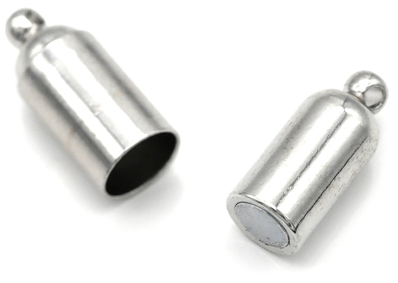 24x8mm Brass Magnetic Barrel Clasp, Silver - Bead Box Bargains