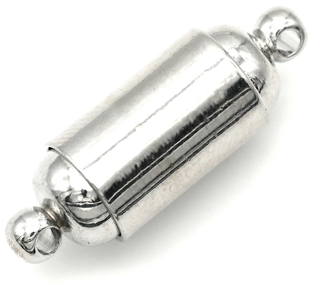 アクセサリー myb 24x8mm Brass Magnetic Barrel Clasp, Silver - Bead Box Bargains