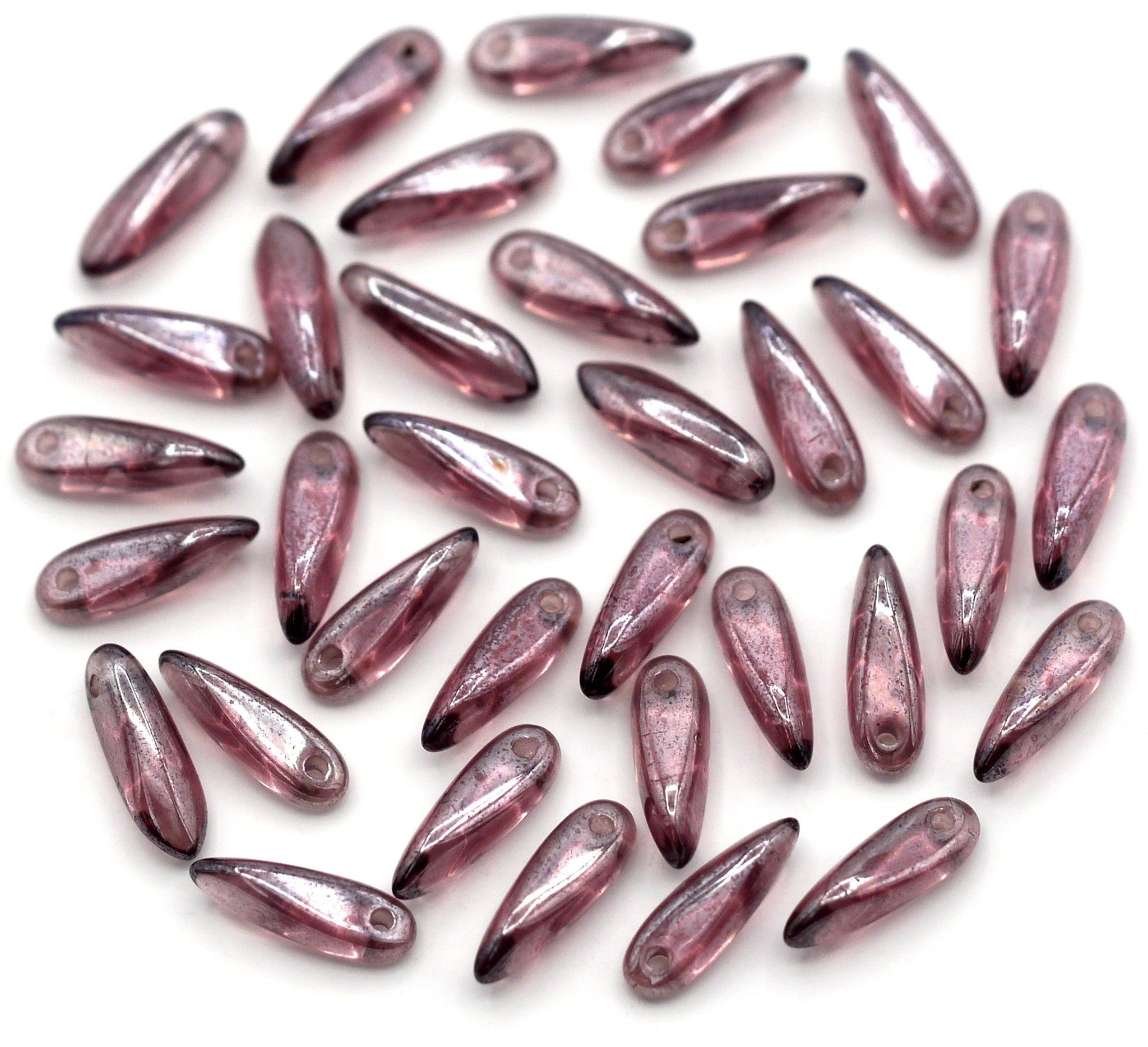 Approx. 5-Gram Bag (about 32pc) 3x11mm Czech Pressed Glass Dagger Beads ...