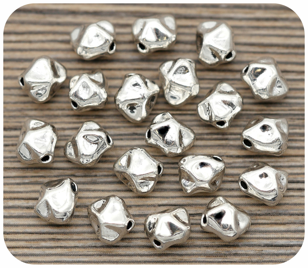 アクセサリー pbd 20pc 7x6mm Baroque Textured Nugget Spacer Beads, Antique Silver