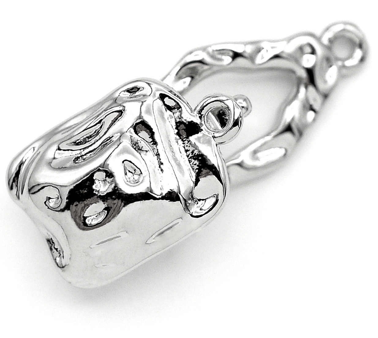 Approx. 18x12mm Platinum-Plated Brass Textured Fold-Over Clasp