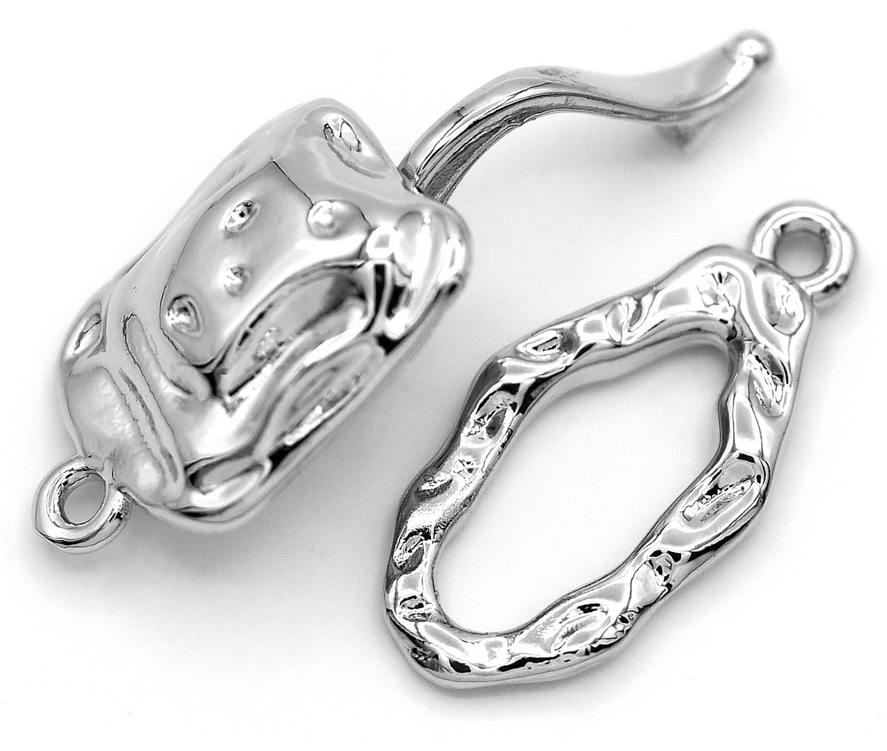 Approx. 18x12mm Platinum-Plated Brass Textured Fold-Over Clasp