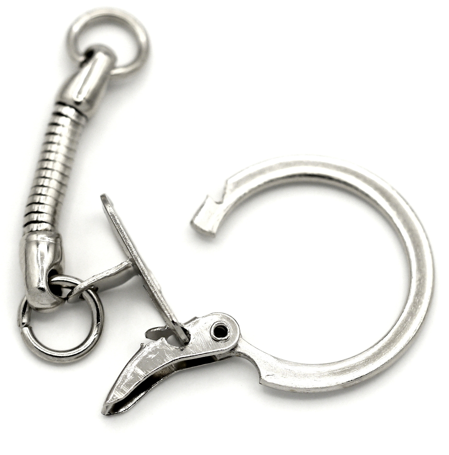 4pc 62x23mm Keychain Link Findings w/Ratchet & Snake Chain, Silver