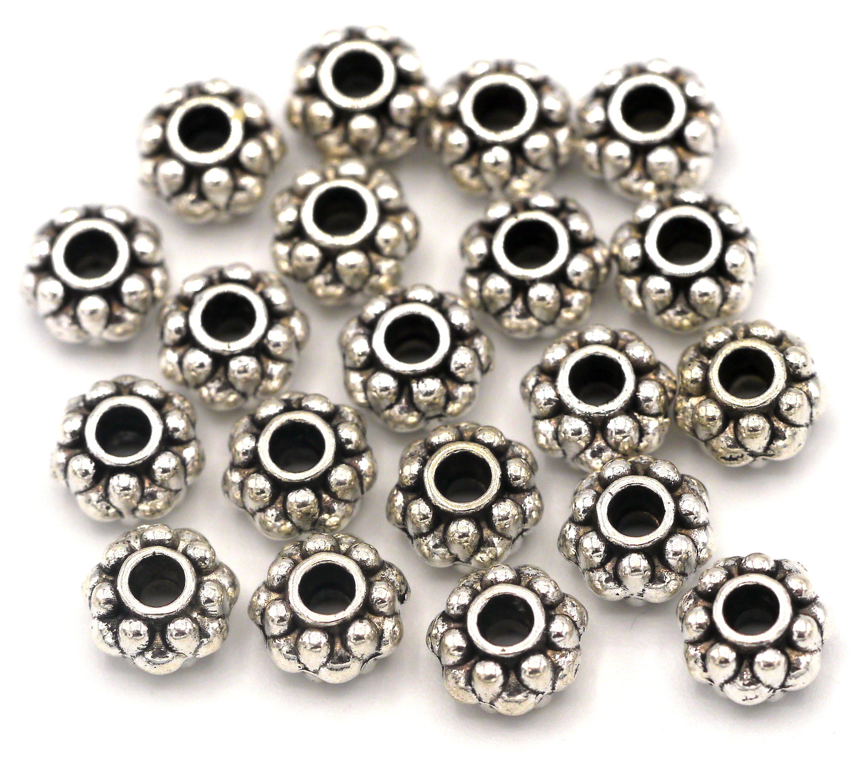 Rondelle Beads Sterling Silver Spacer Beads 20pc Bumpy Rondelle