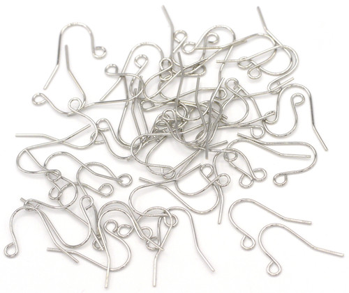 50pc 19x16mm Nickel-Free Steel Hook Earwires, Antique Silver Finish