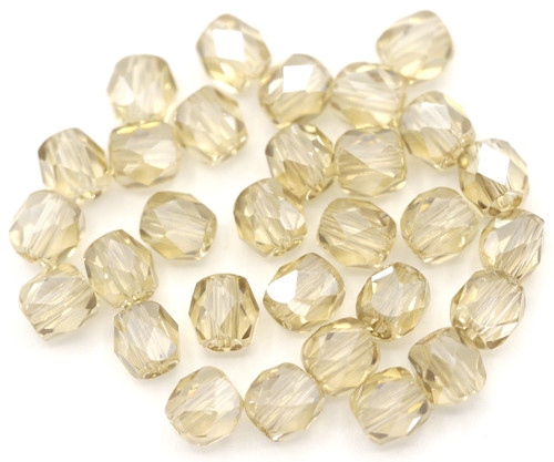 30pc 4mm Crystal Faceted Cylinder Beads, Champagne Shimmer